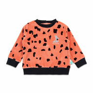 Baby Girls Animal Print Fleece Sweatshirt – Orange with Black Spots