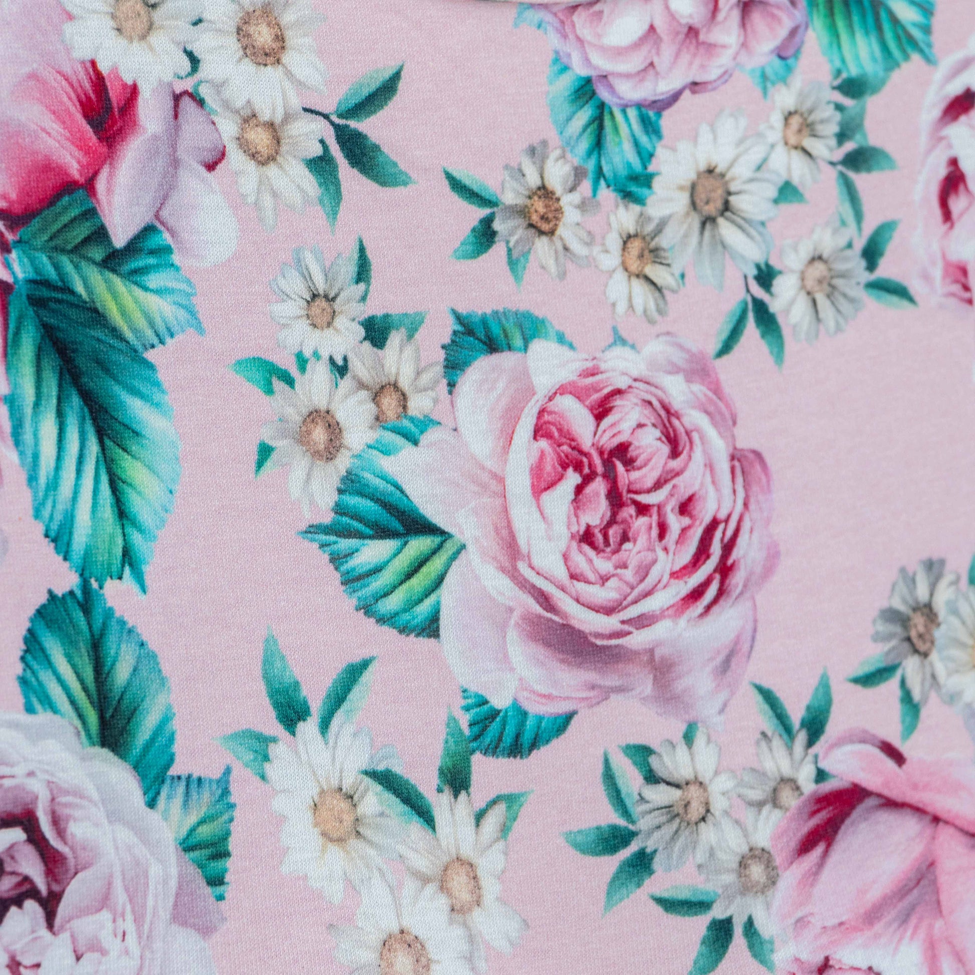 "Girls' Floral Long Sleeve Tulle Dress - Pink & Rose Print"