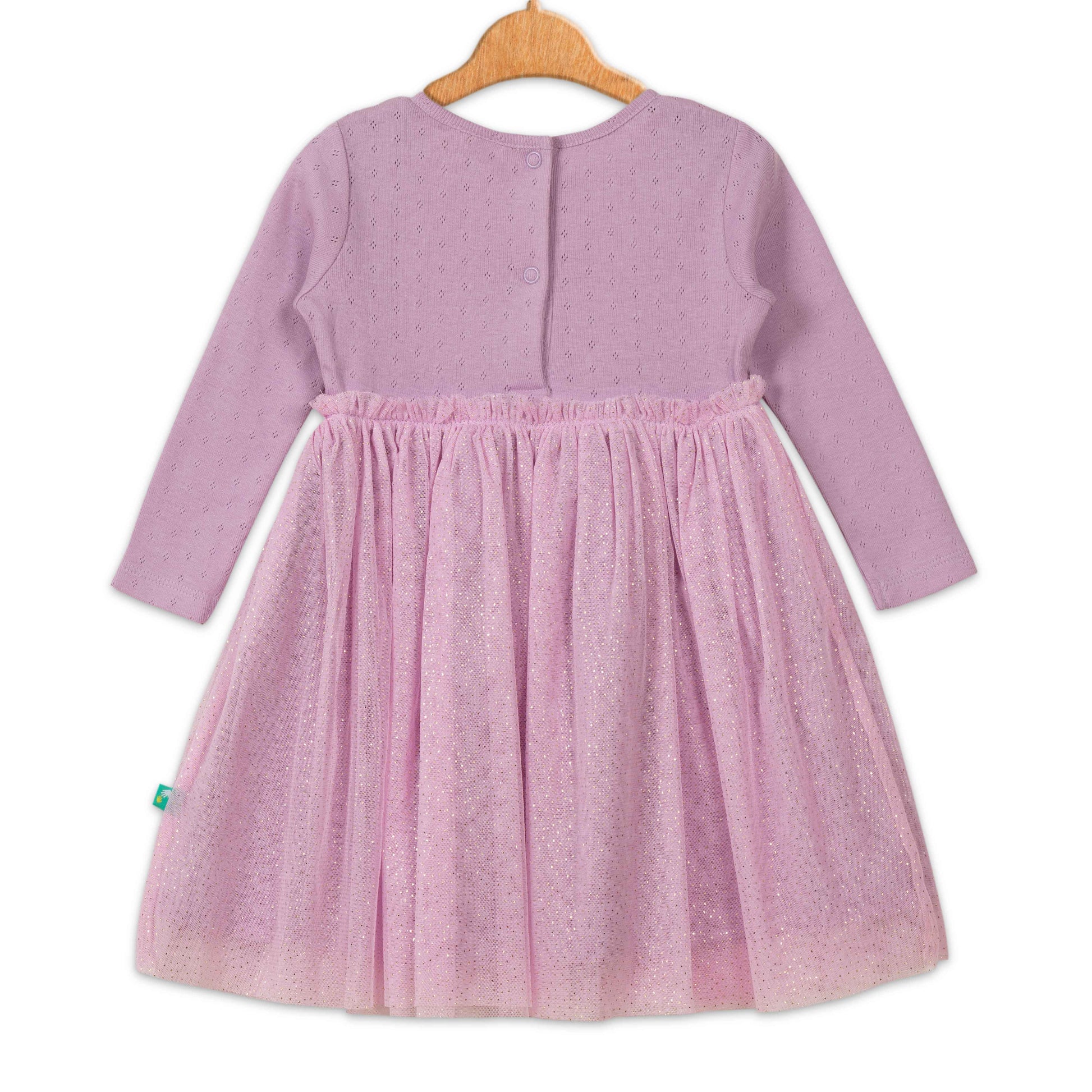 Baby Girls' Long Sleeve Party Dress – Pink Swan Appliqué with Glitter Tulle Skirt