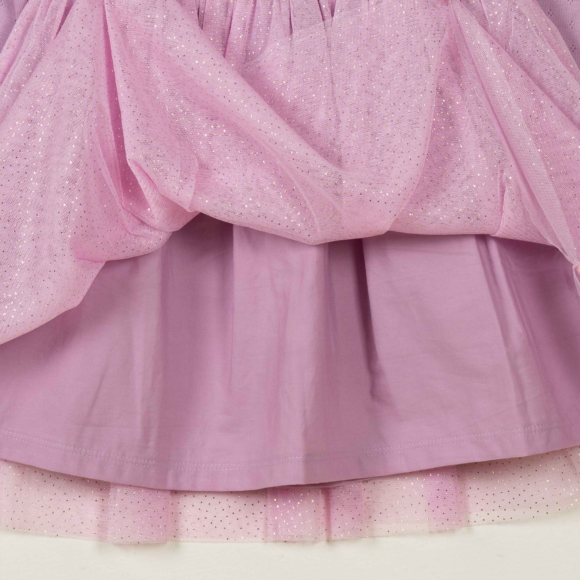 Baby Girls' Long Sleeve Party Dress – Pink Swan Appliqué with Glitter Tulle Skirt