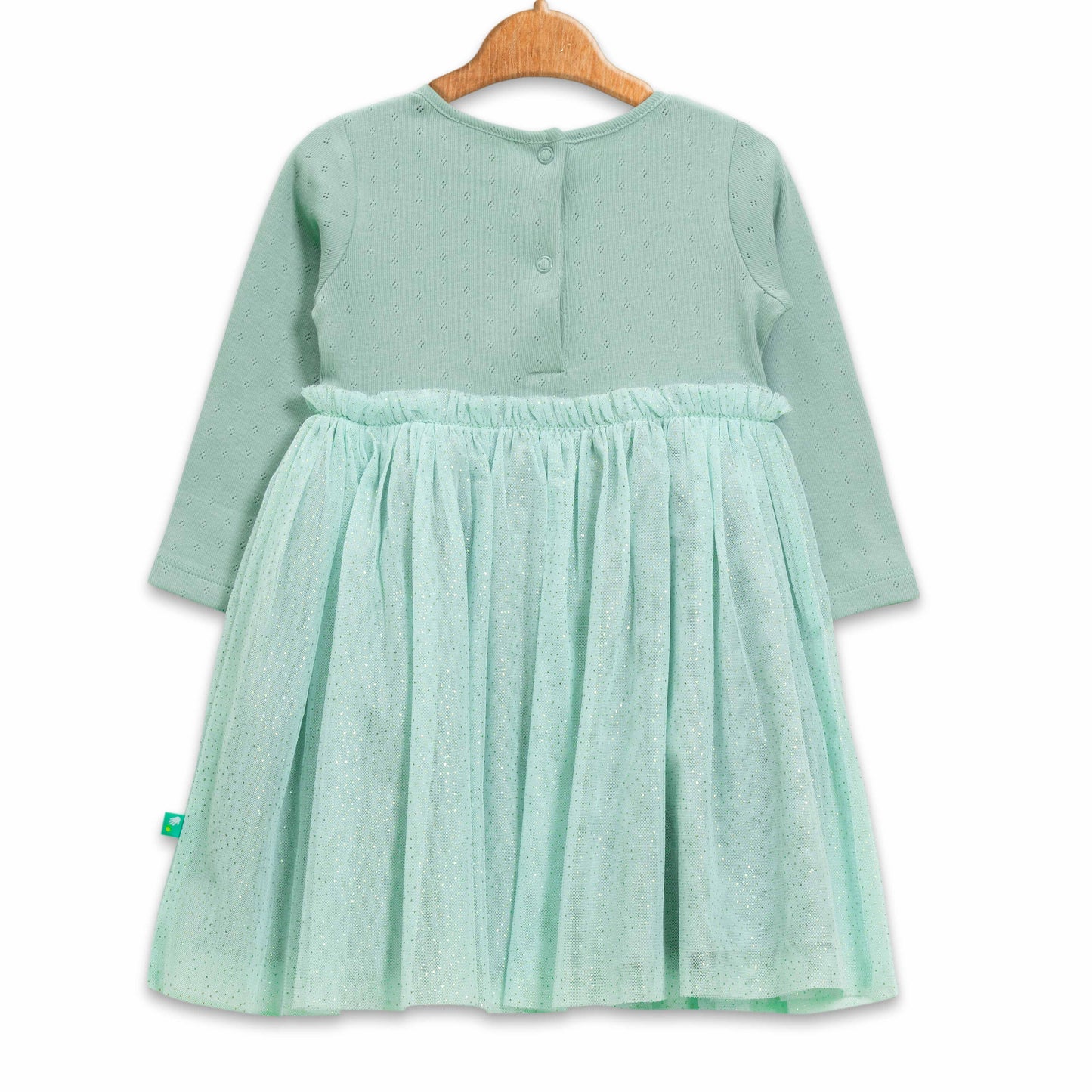 Baby Girls' Long Sleeve Party Dress – Pink Swan Appliqué with Glitter Tulle Skirt