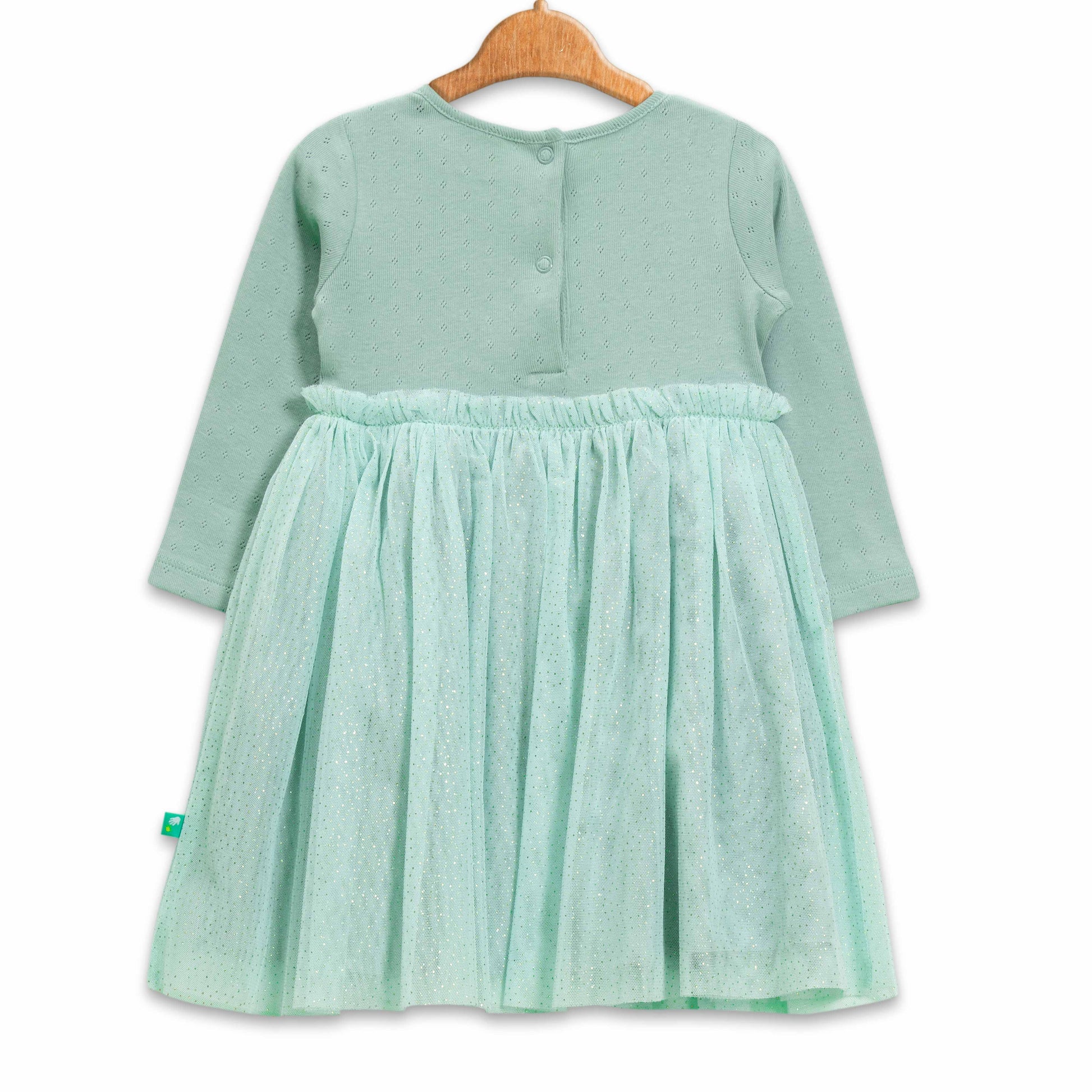 Baby Girls' Long Sleeve Party Dress – Pink Swan Appliqué with Glitter Tulle Skirt