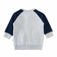 "Boys' Space Crew Zip-Up Jacket with Rocket Appliqué and Contrast Sleeves"
