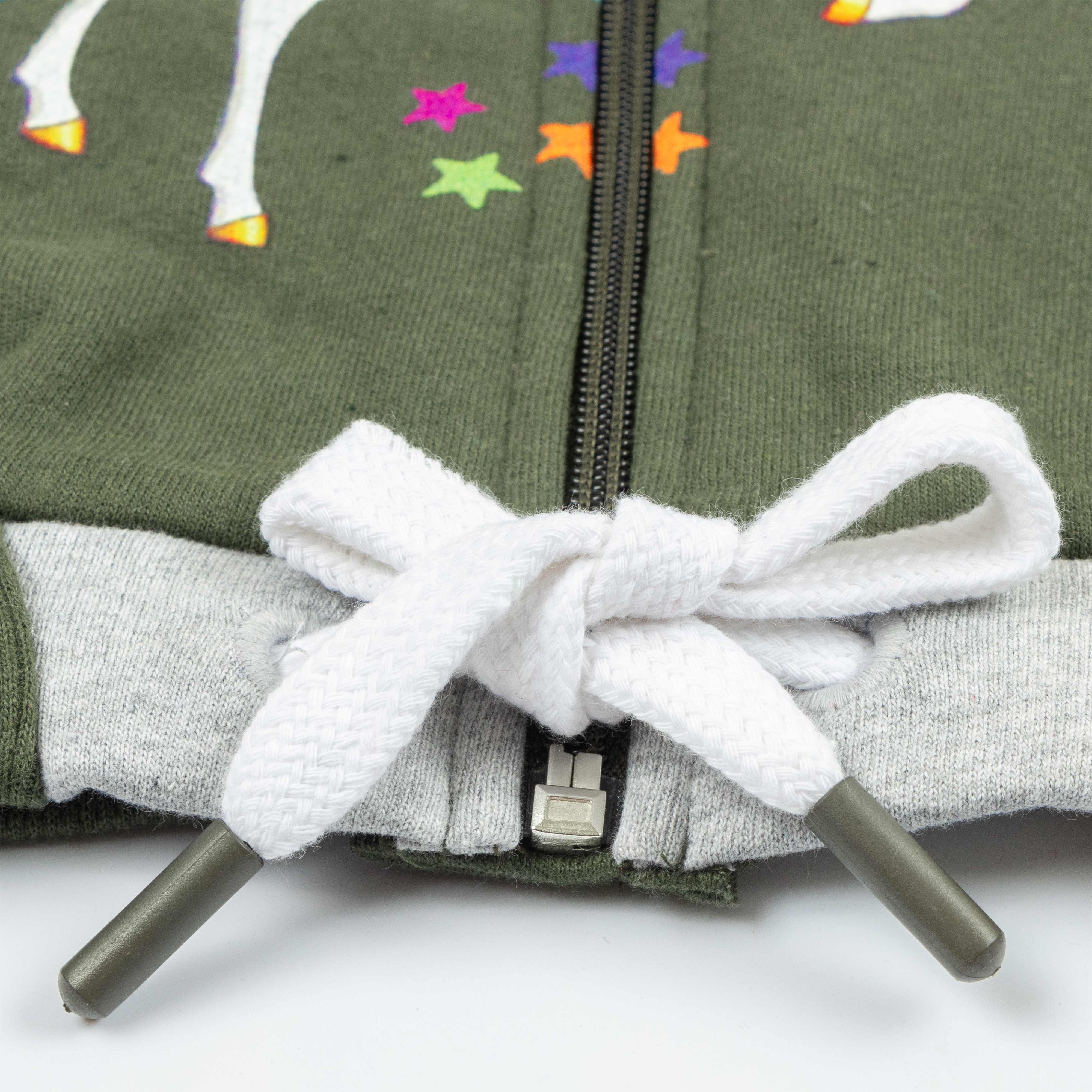 "Girls' Unicorn Zip-Up Sweatshirt – Rainbow Mane & Star Print, Full Sleeves"