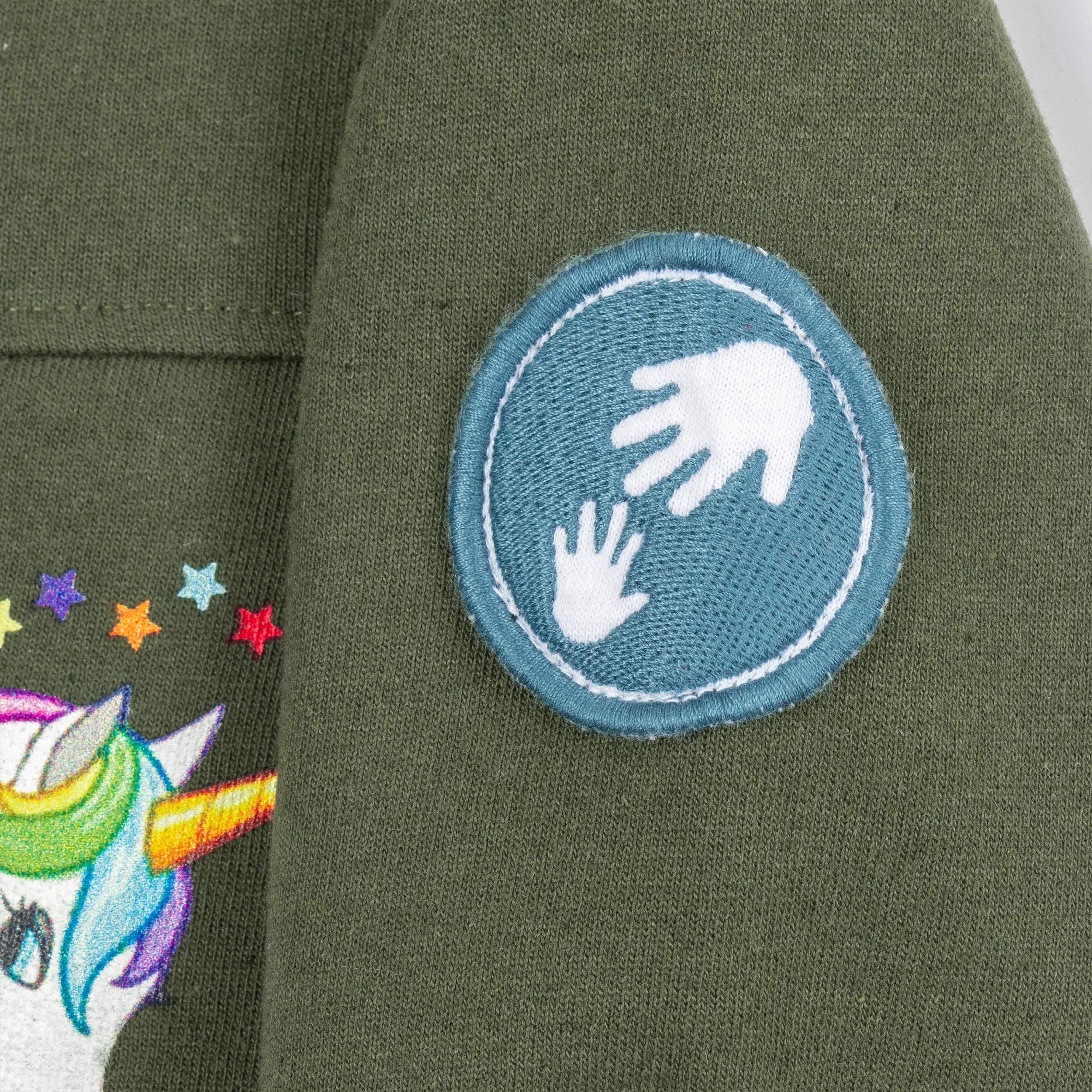 "Girls' Unicorn Zip-Up Sweatshirt – Rainbow Mane & Star Print, Full Sleeves"
