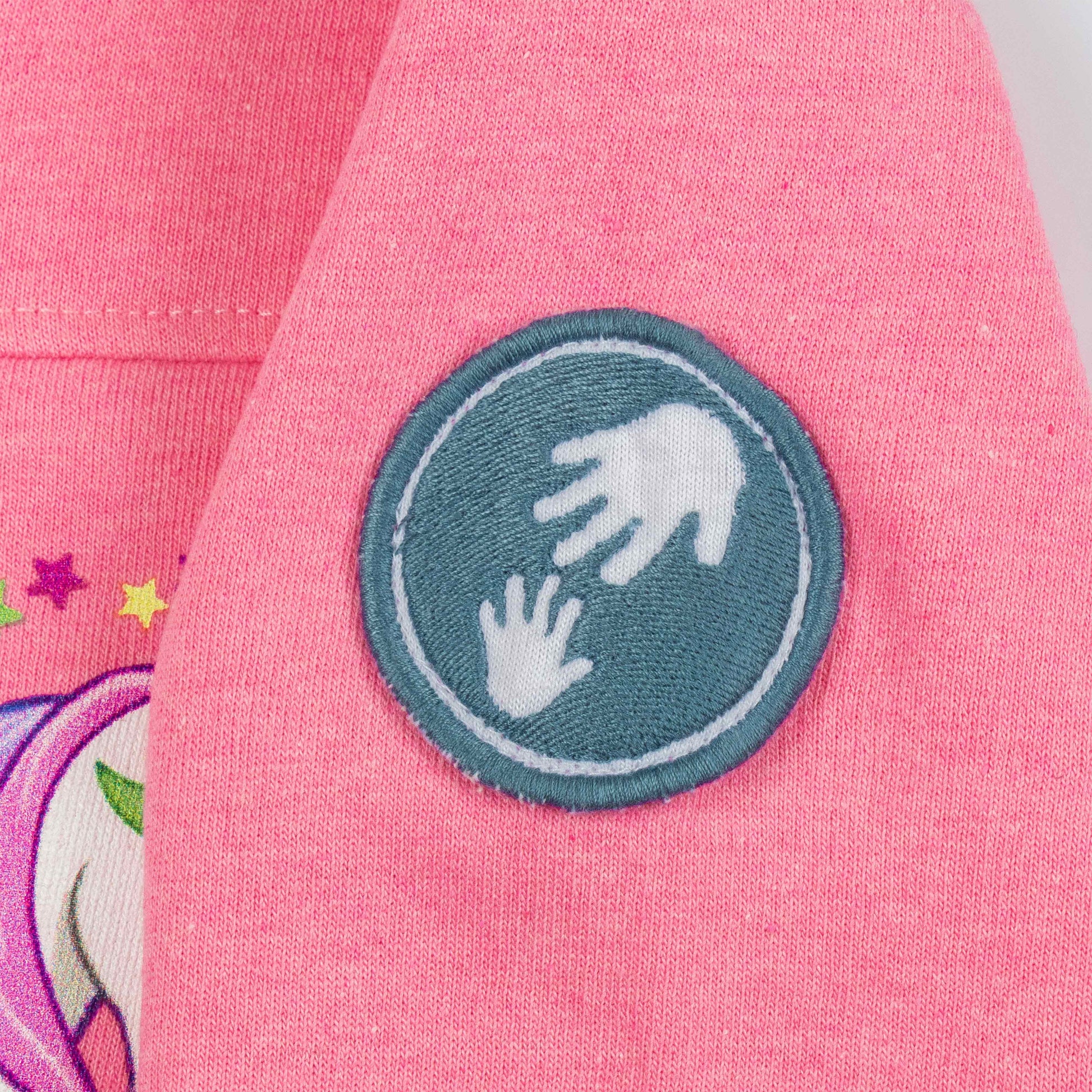 "Girls' Unicorn Zip-Up Sweatshirt – Rainbow Mane & Star Print, Full Sleeves"