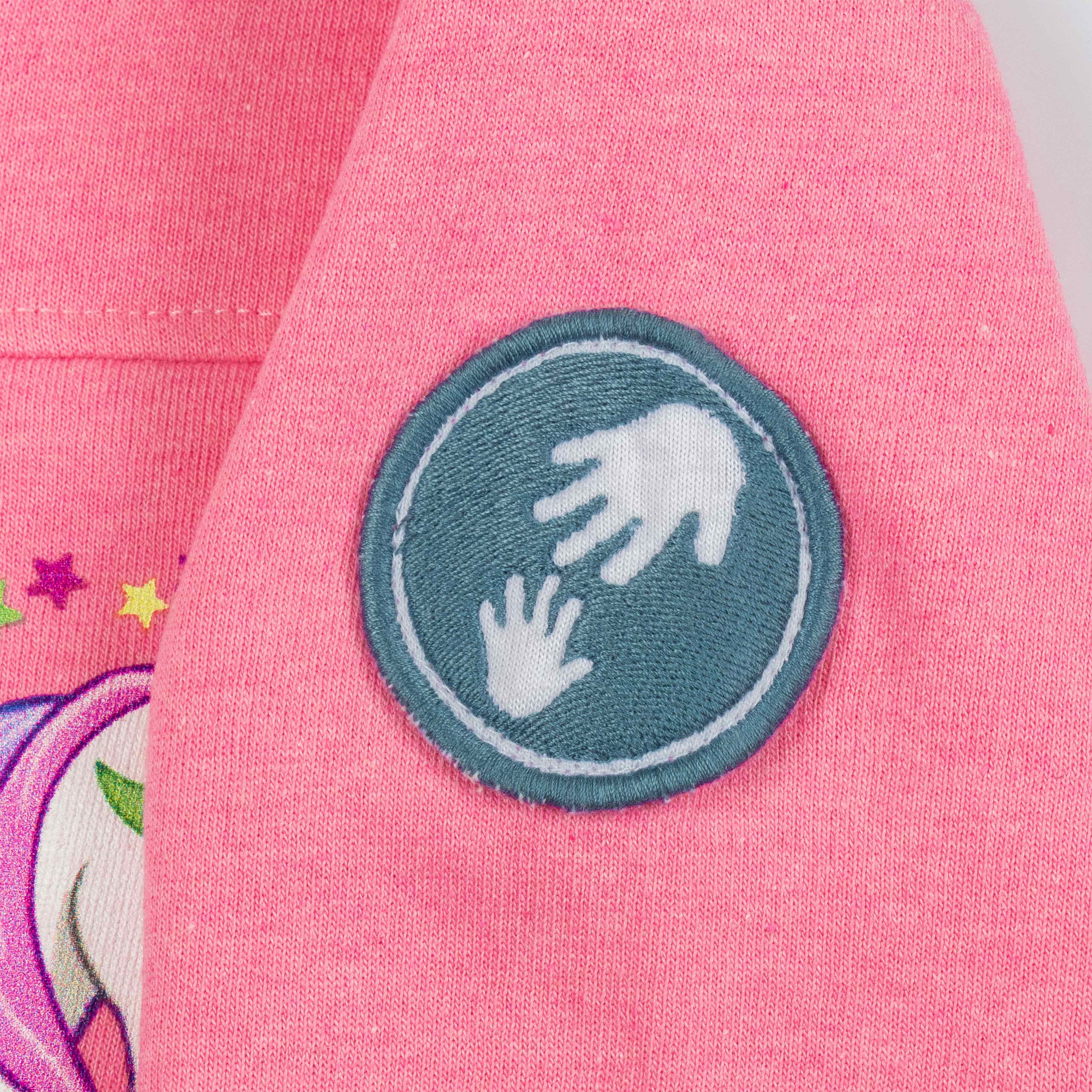 "Girls' Unicorn Zip-Up Sweatshirt – Rainbow Mane & Star Print, Full Sleeves"