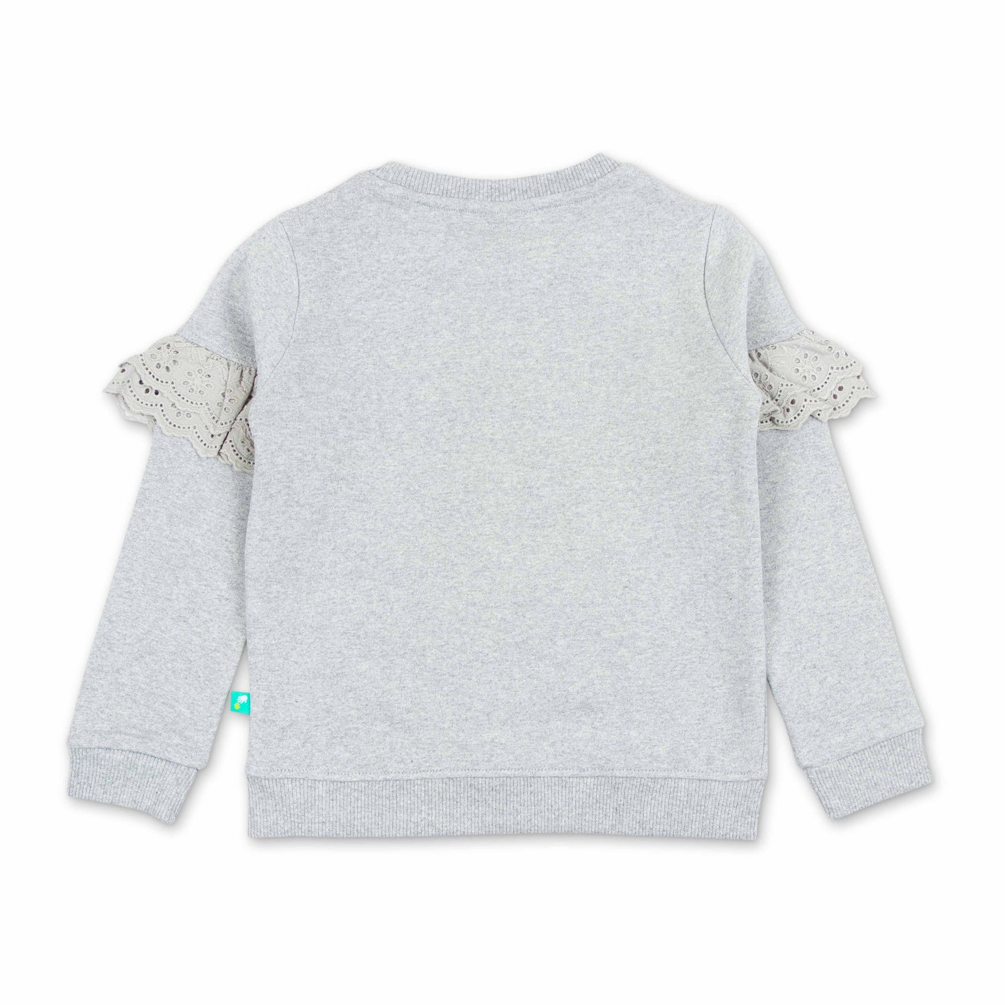 "Girls' Sweatshirt with Floral 'Never Stop Exploring' Print & Lace Ruffle Sleeves"