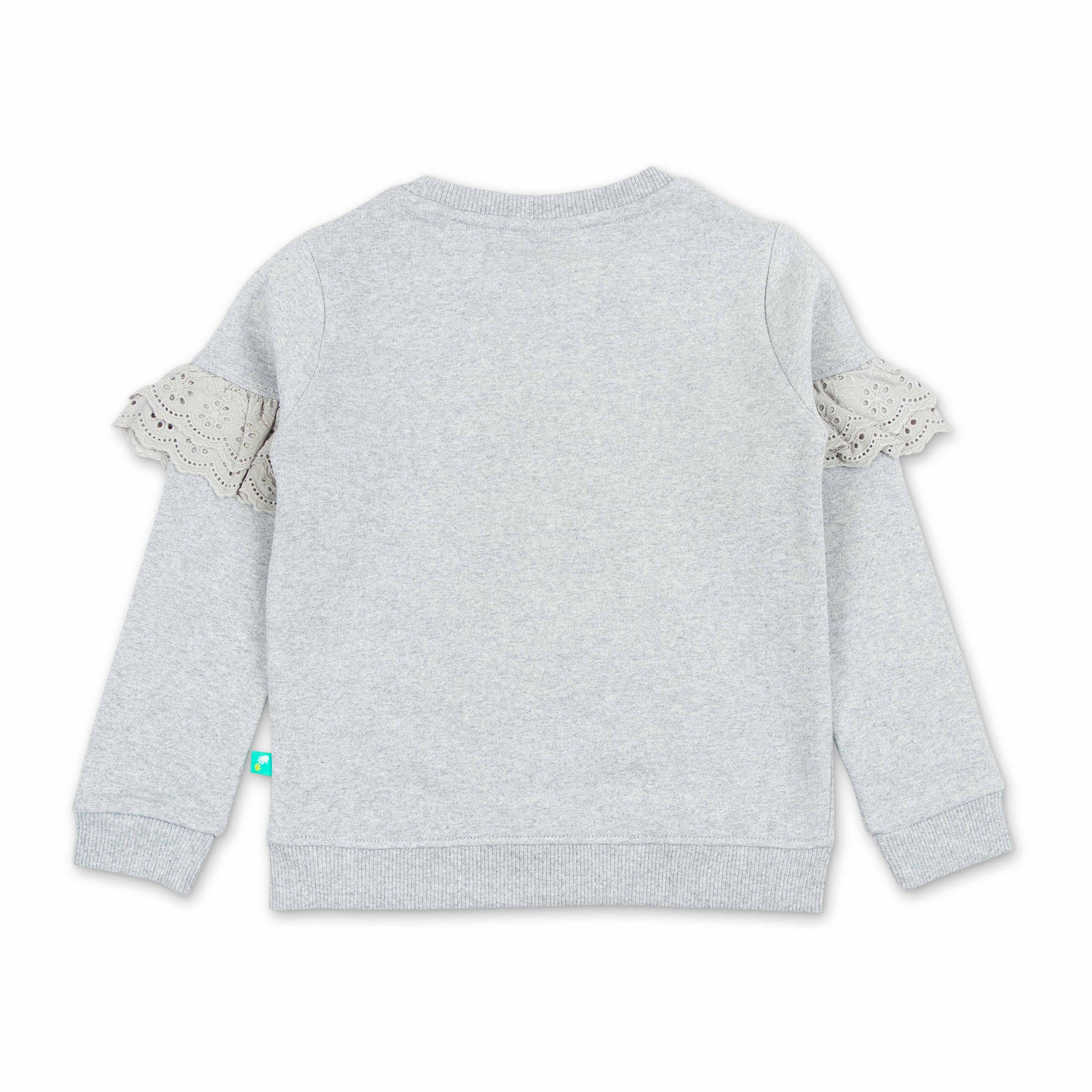 "Girls' Sweatshirt with Floral 'Never Stop Exploring' Print & Lace Ruffle Sleeves"