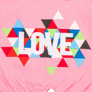 "Girls' Hoodie with Colorful Geometric 'LOVE' Print & Drawstring Hem"