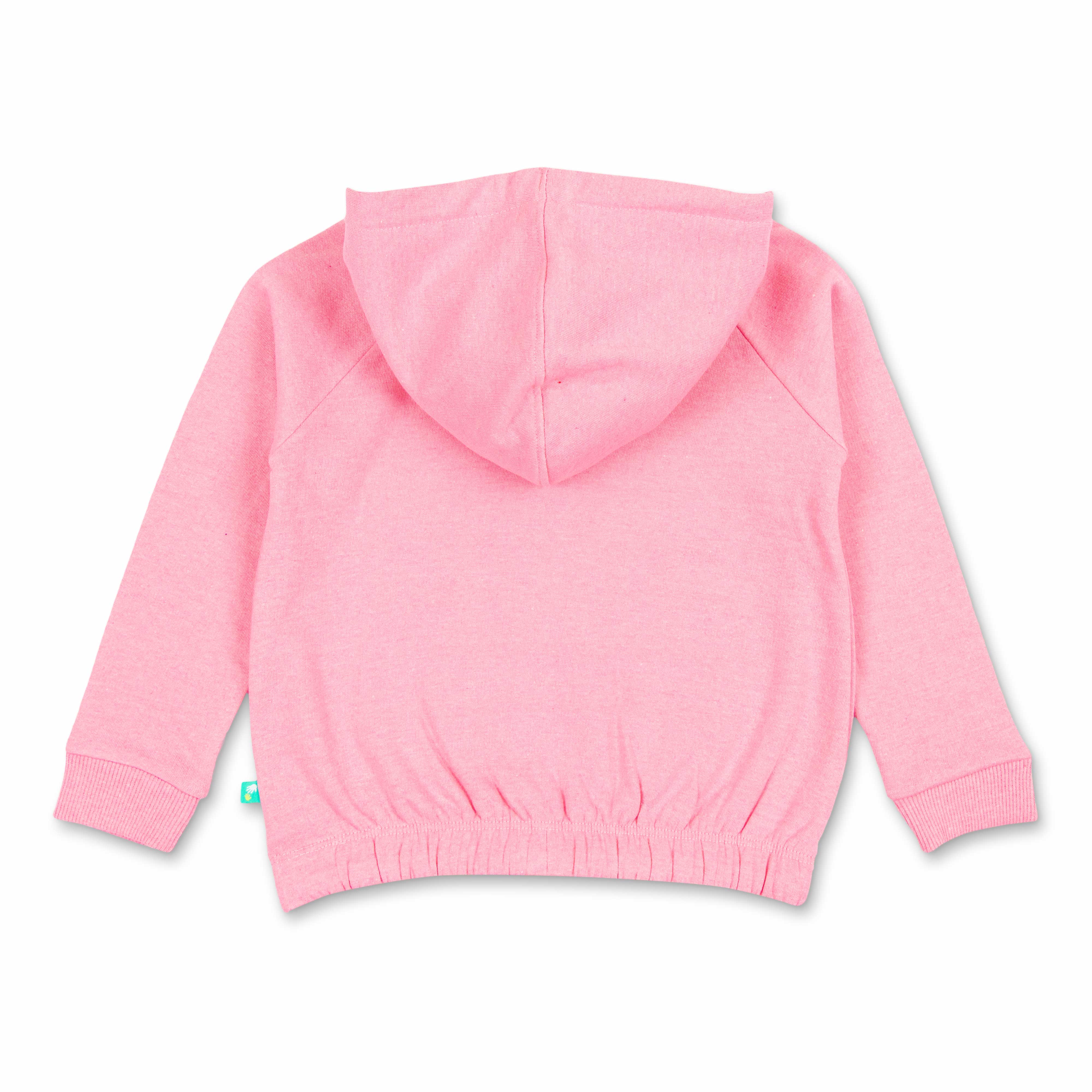 "Girls' Hoodie with Colorful Geometric 'LOVE' Print & Drawstring Hem"