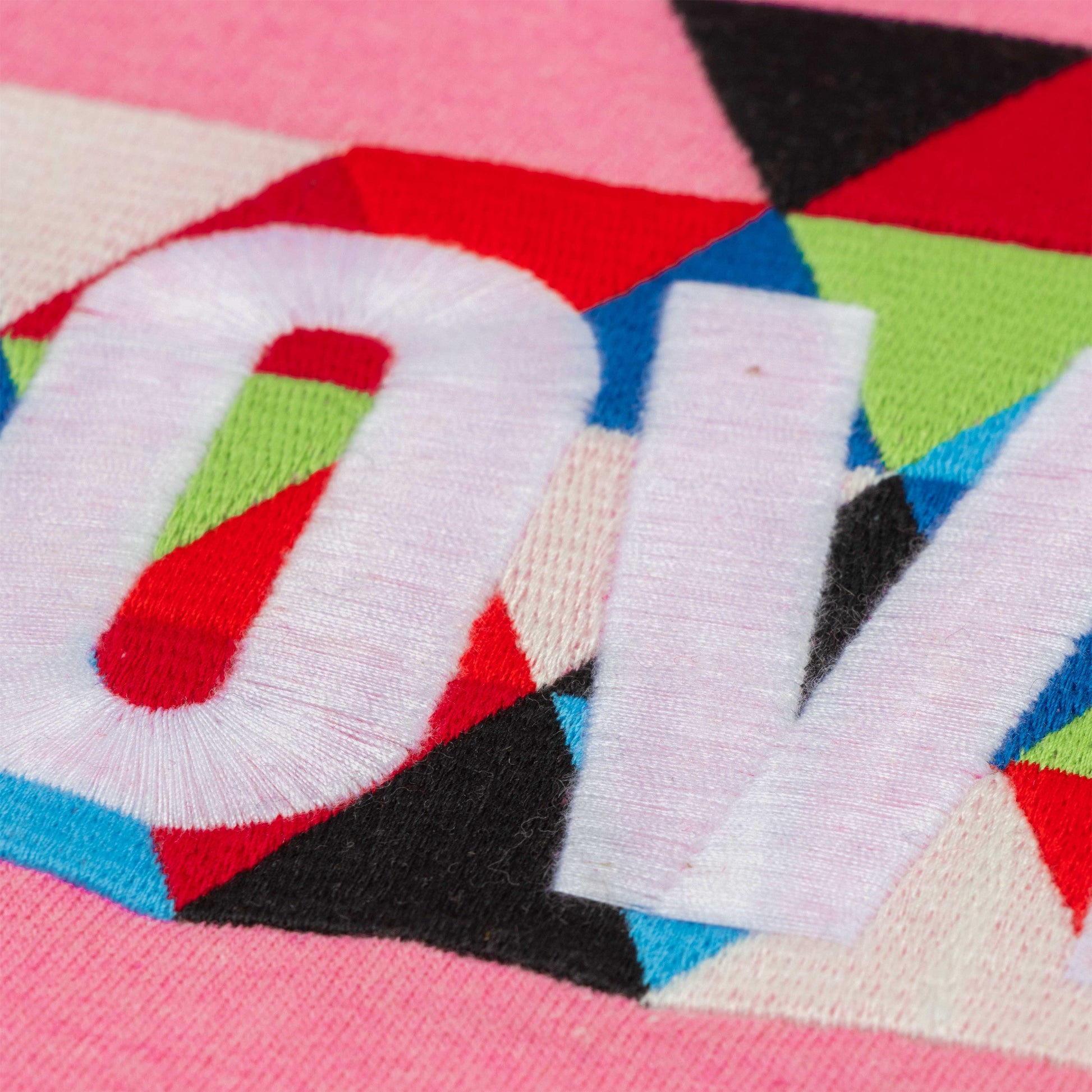 "Girls' Hoodie with Colorful Geometric 'LOVE' Print & Drawstring Hem"