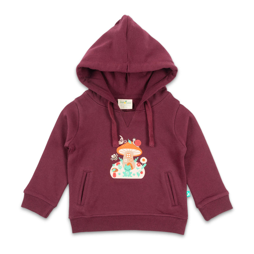 Girls' Hooded Sweatshirt – Mushroom House Graphic, Long Sleeves"