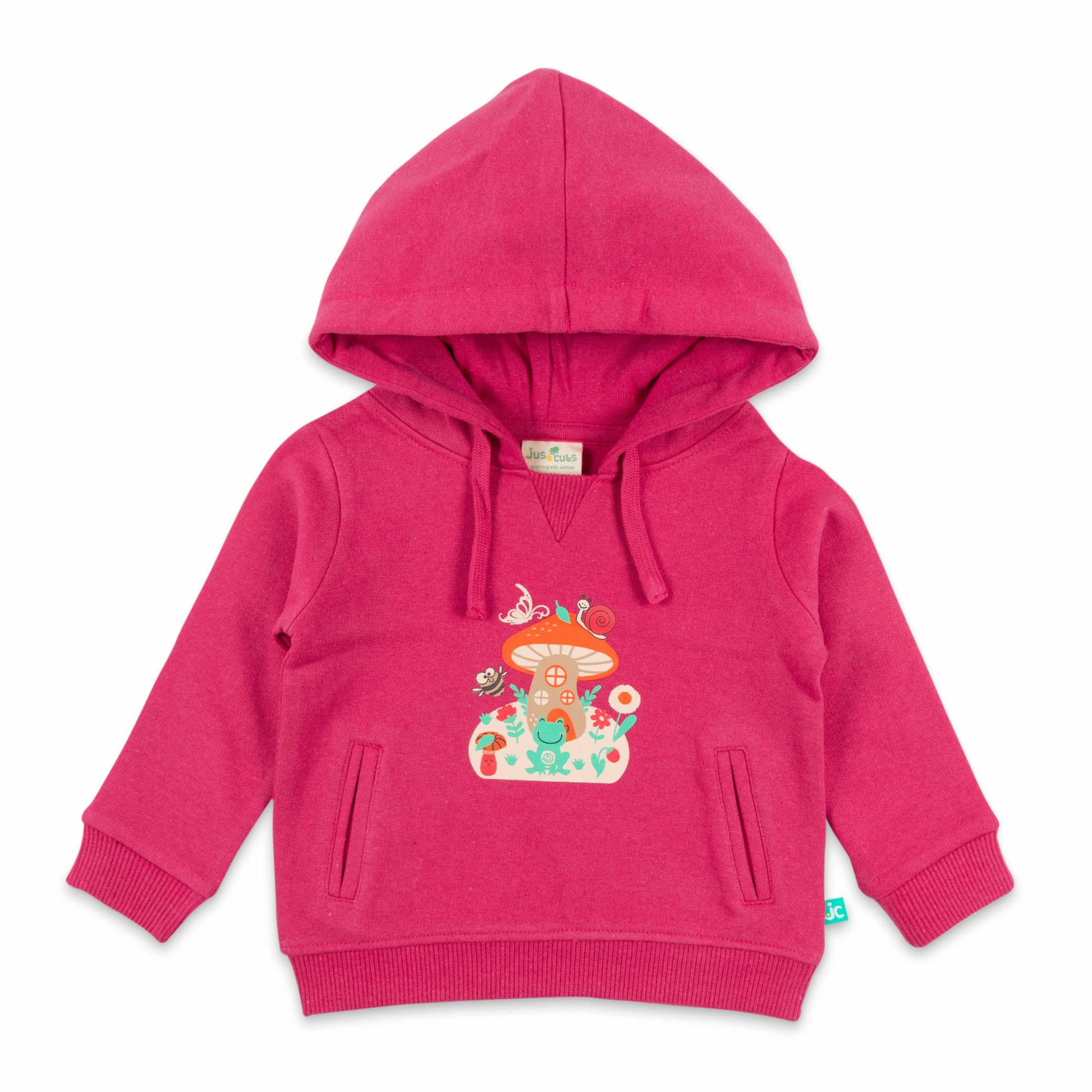 Girls' Hooded Sweatshirt – Mushroom House Graphic, Long Sleeves"