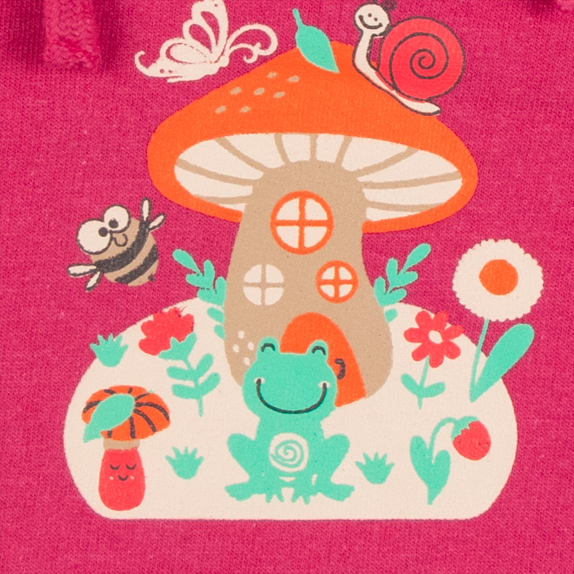 Girls' Hooded Sweatshirt – Mushroom House Graphic, Long Sleeves"