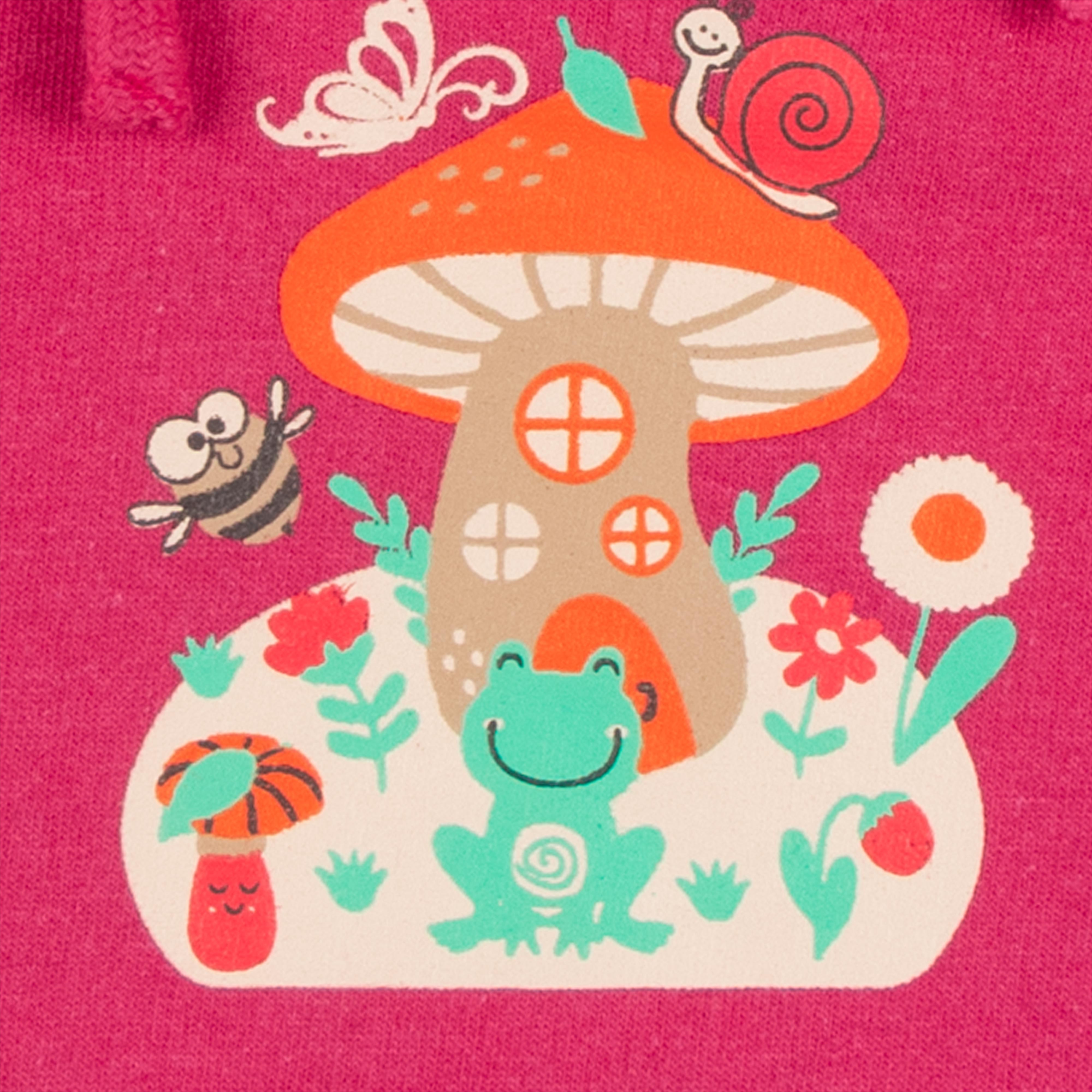 Girls' Hooded Sweatshirt – Mushroom House Graphic, Long Sleeves"