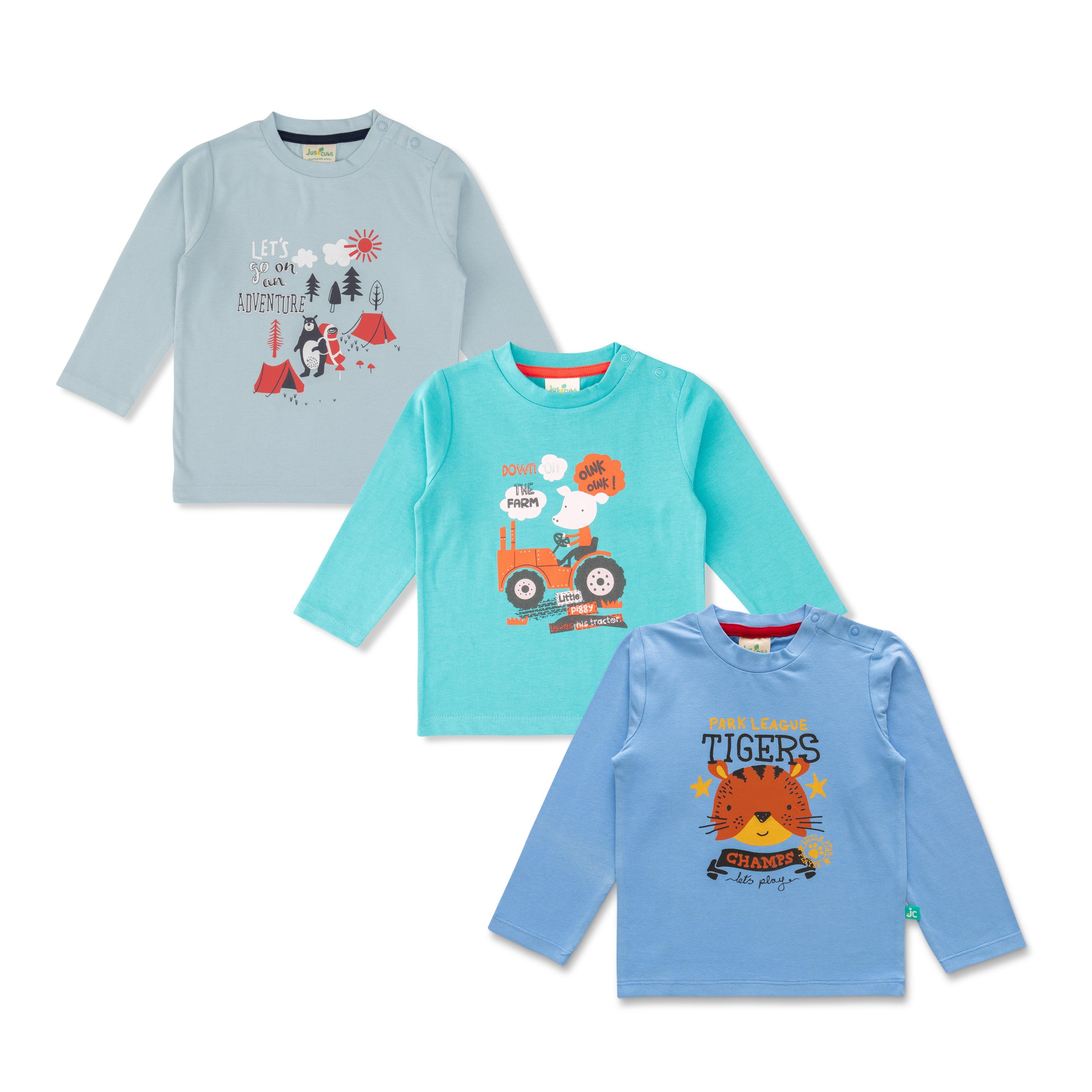 Baby Boys Graphic Printed Round Neck Combo T Shirts - Juscubs