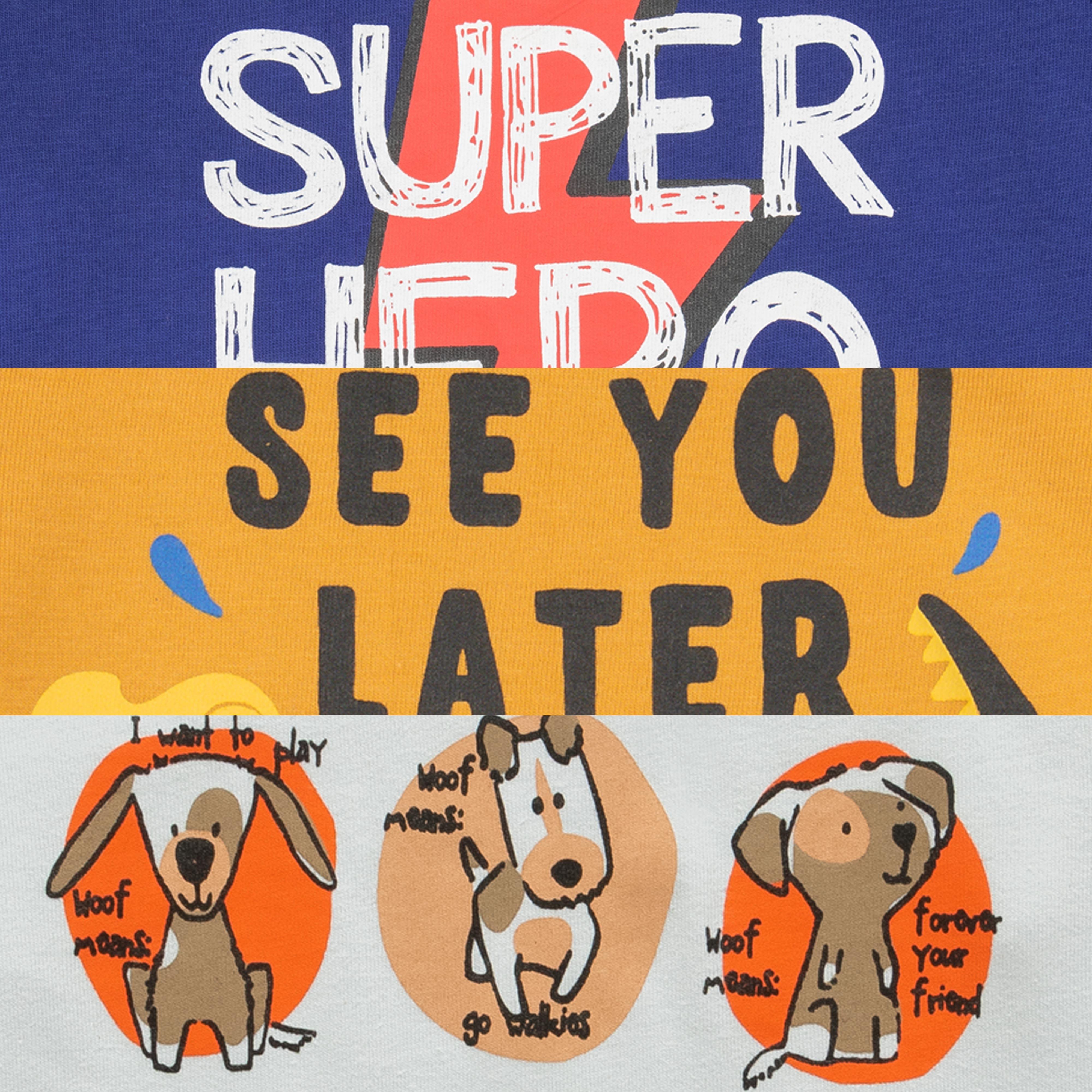Baby Boys Graphic Printed Round Neck Combo T Shirts - Juscubs
