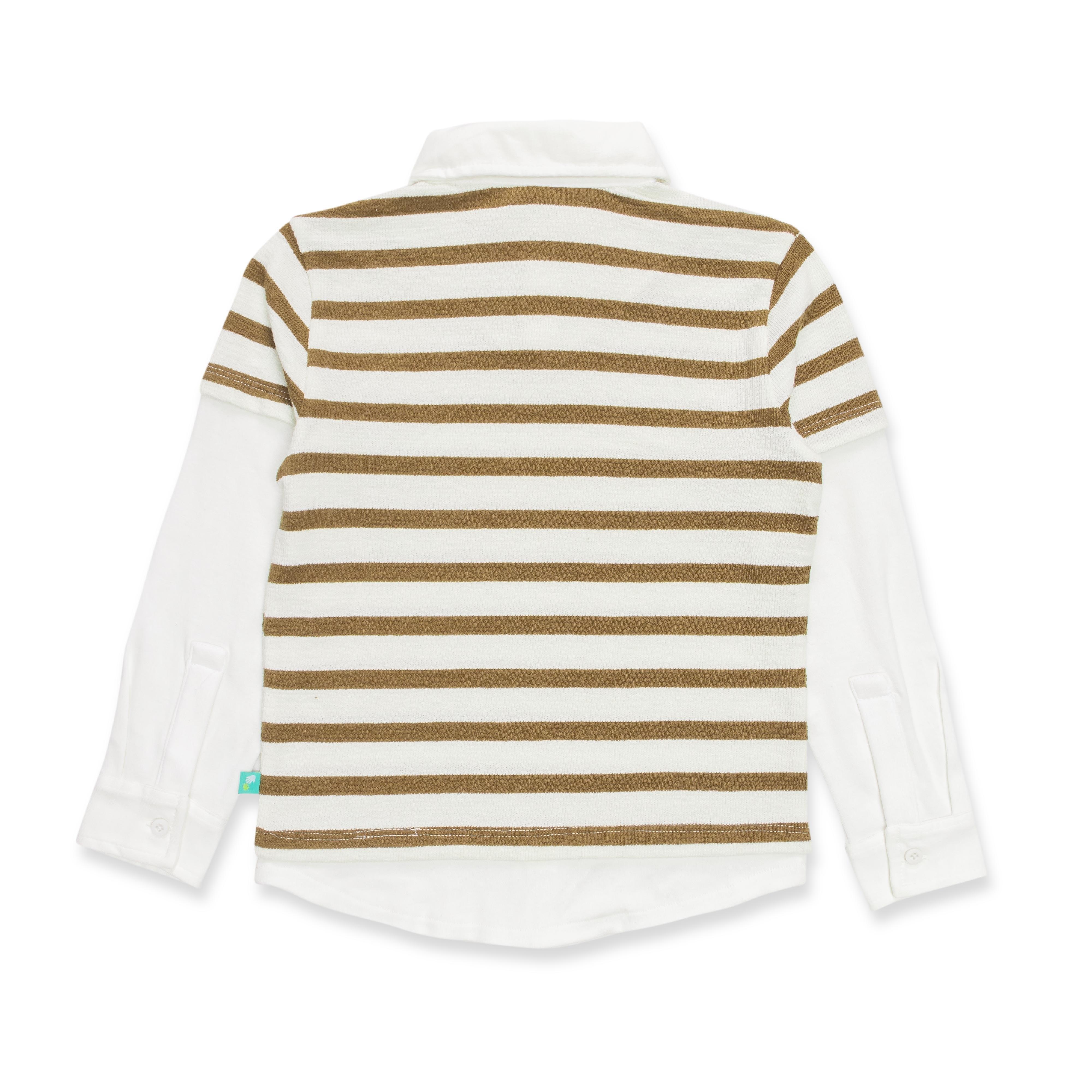 Baby Boys Striped Full Sleeve Polo T Shirt - Juscubs