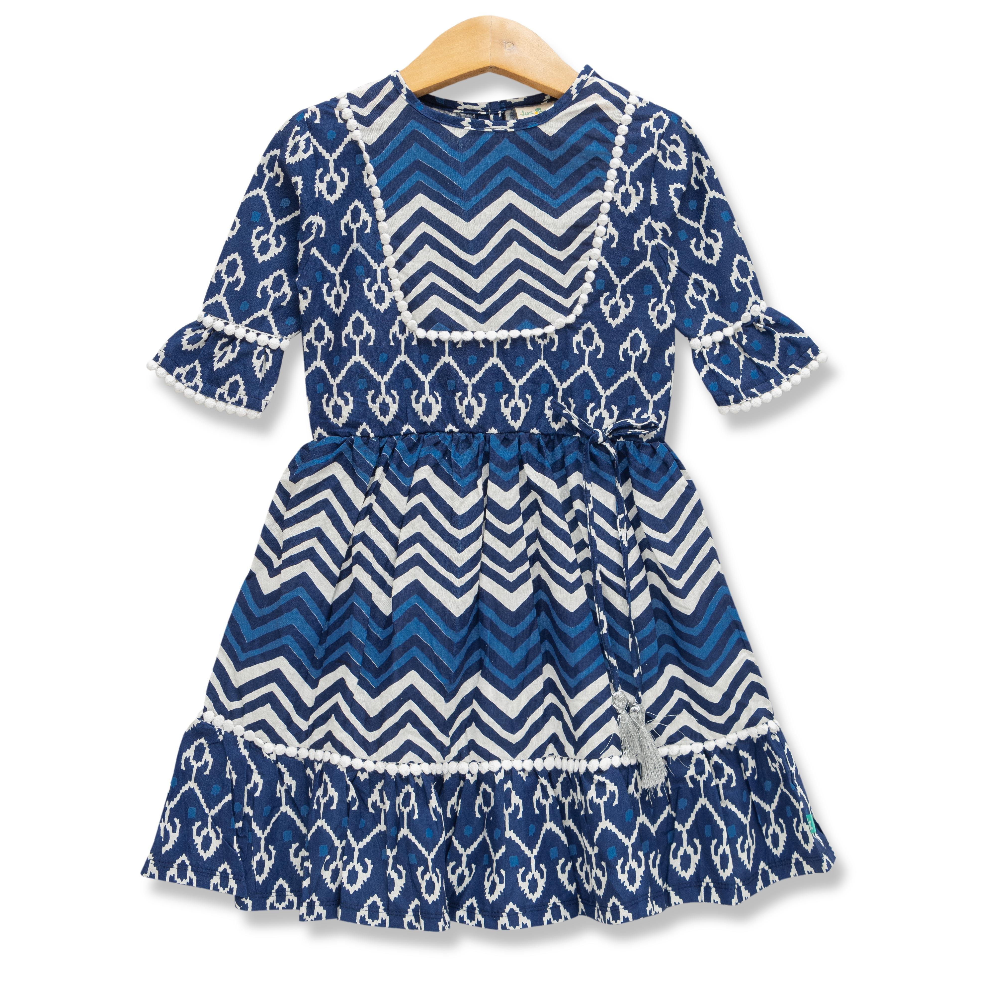 Baby Girls All Over Printed Full Sleeve Dress - Juscubs