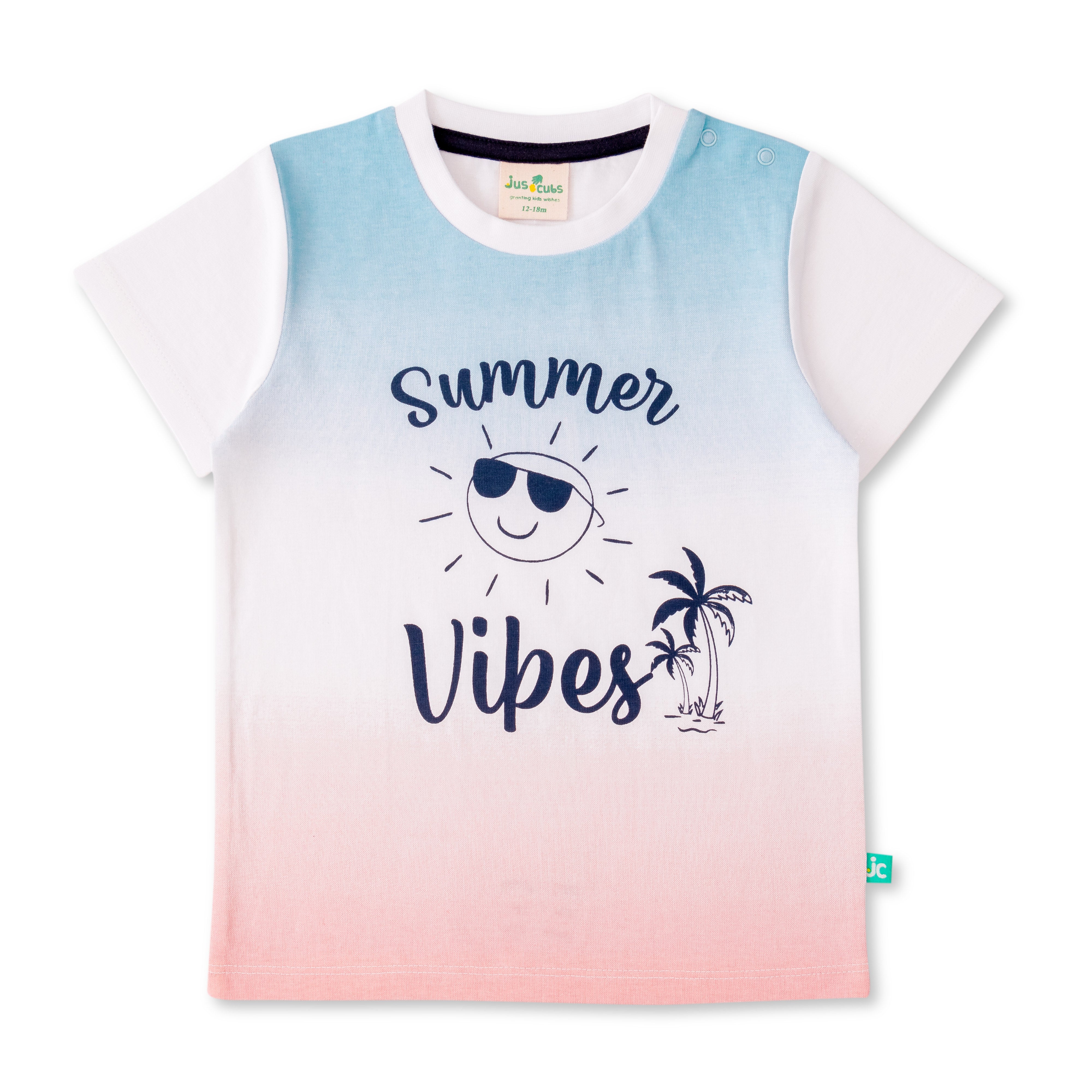 Baby Boys' Summer Vibes Gradient T-Shirt – Casual Beach Style Tee