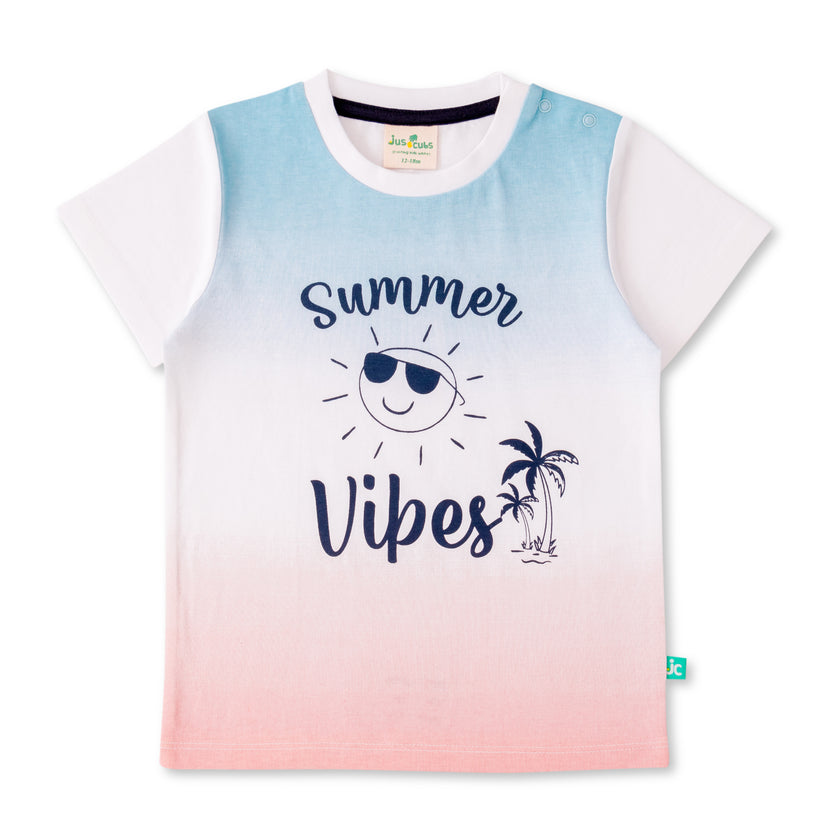 Baby Boys' Summer Vibes Gradient T-Shirt – Casual Beach Style Tee