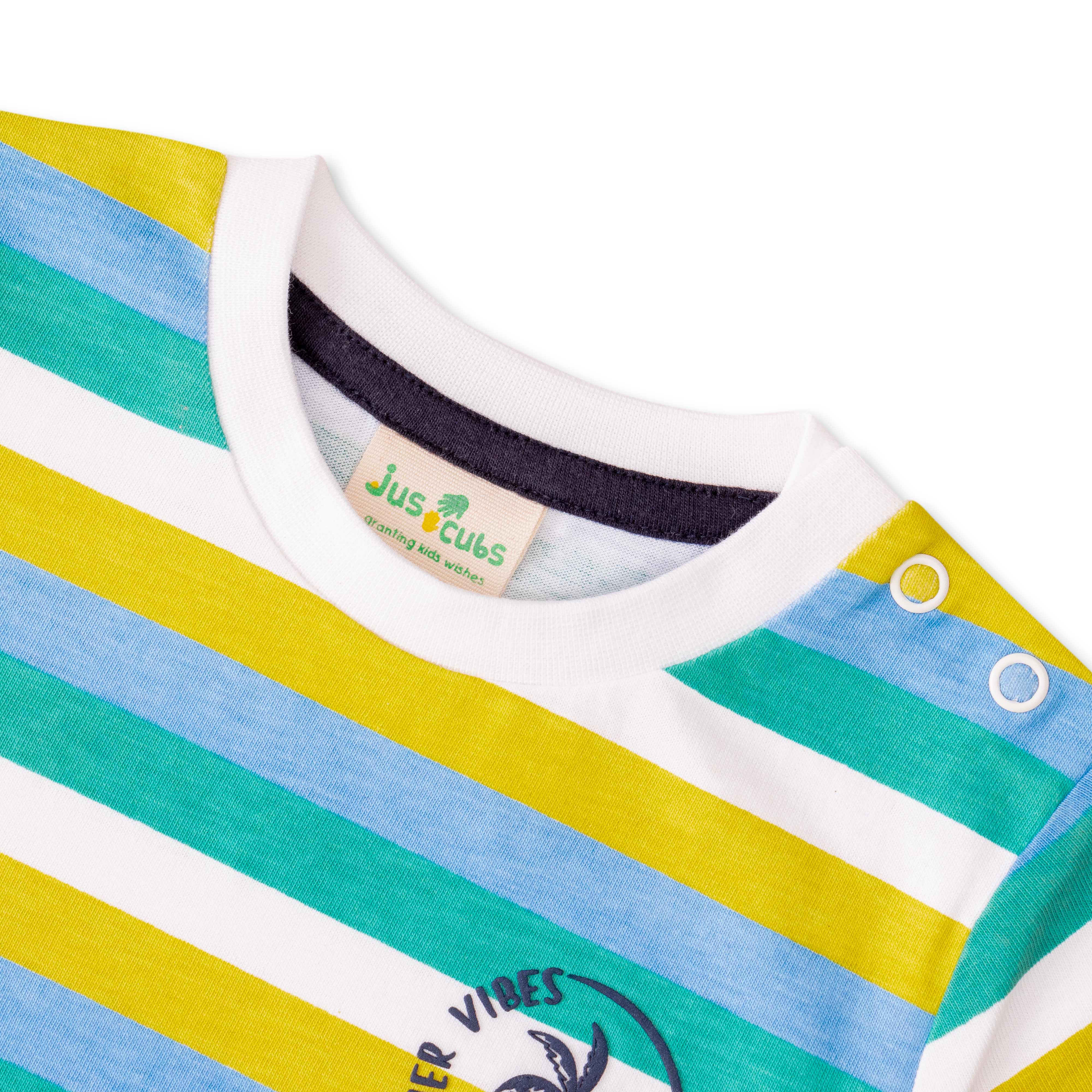 Baby Boys Striped & Summer Vibs Printed T Shirt