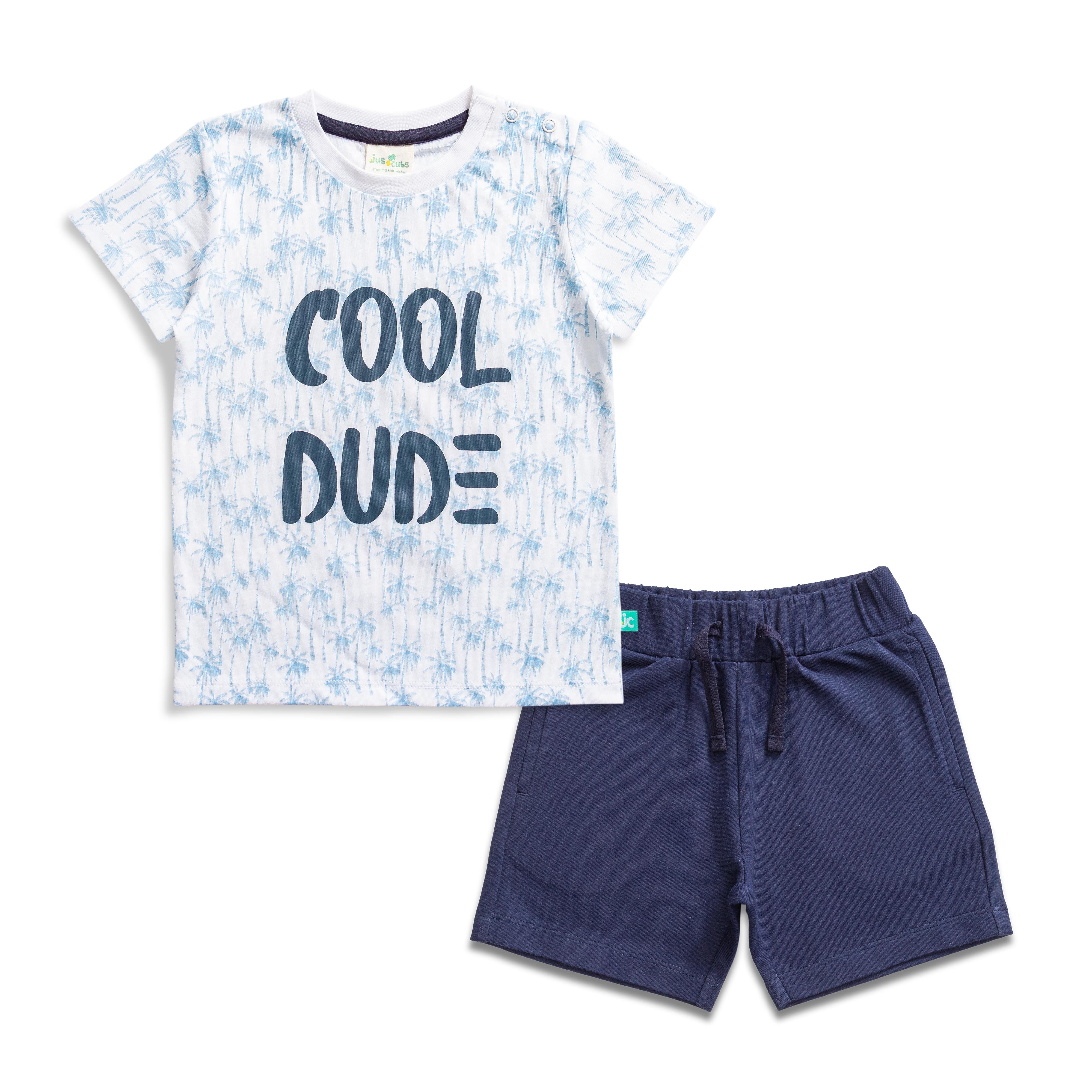 Baby Boys Cool Dude Printed T Shirt & Solid Shorts Set