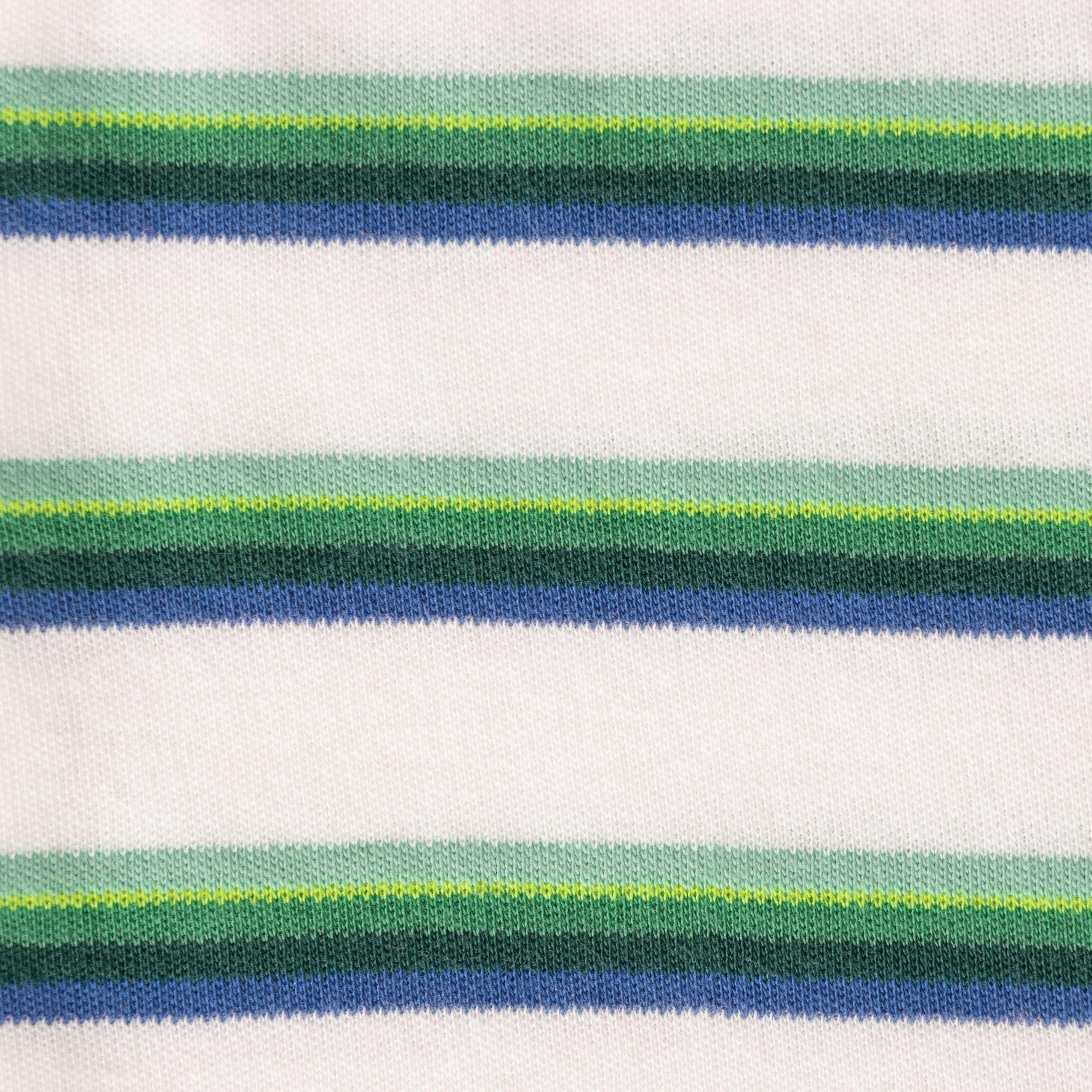 "Striped Baby Boys Footed Sleepsuit – Green & Navy | 100% Cotton"