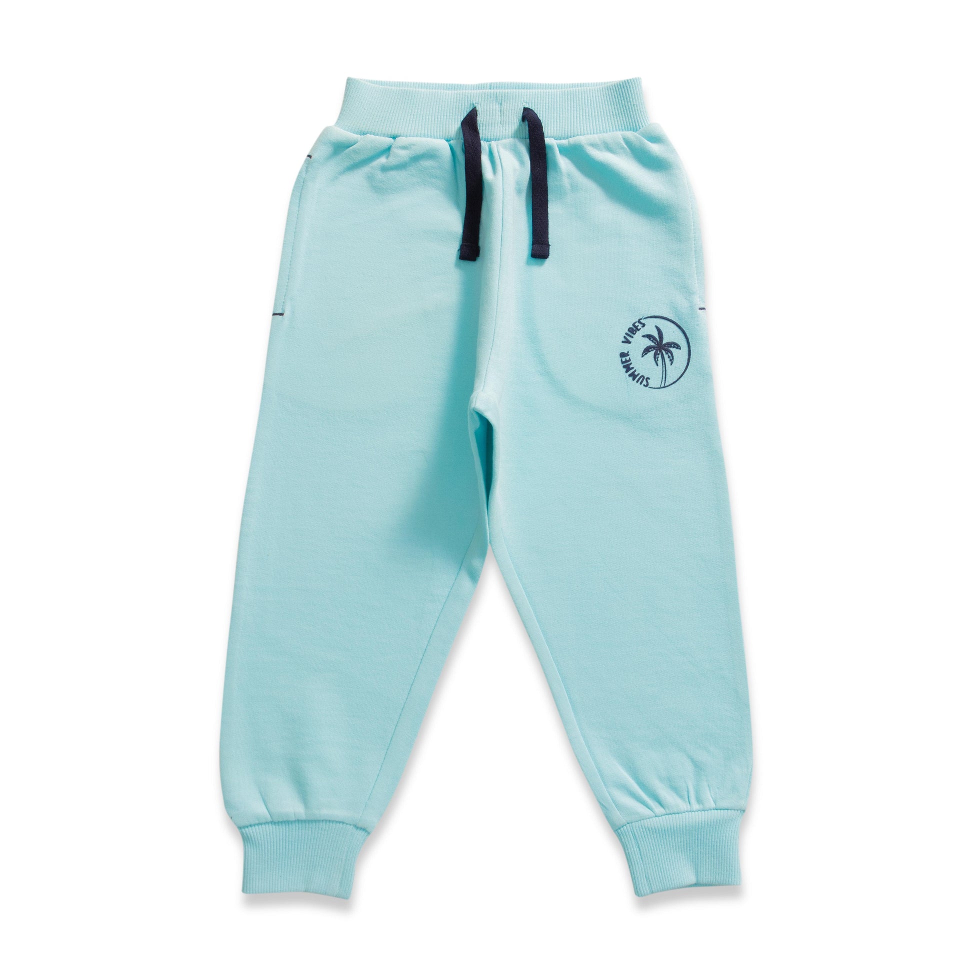 Baby Boys' Aqua Blue Joggers – Soft Cotton Sweatpants with Drawstring