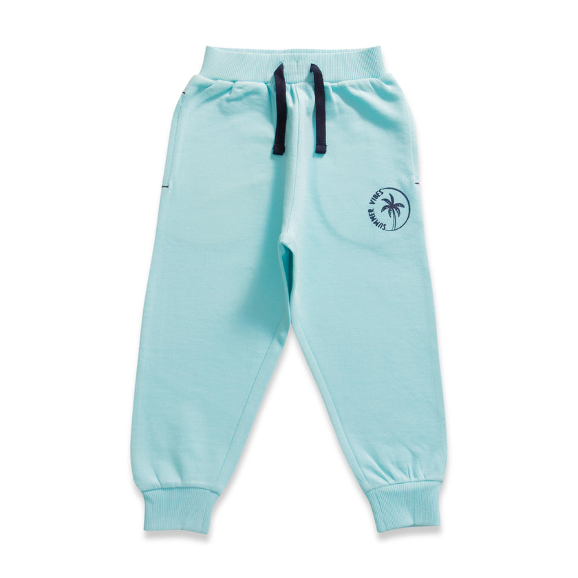 Baby Boys' Aqua Blue Joggers – Soft Cotton Sweatpants with Drawstring