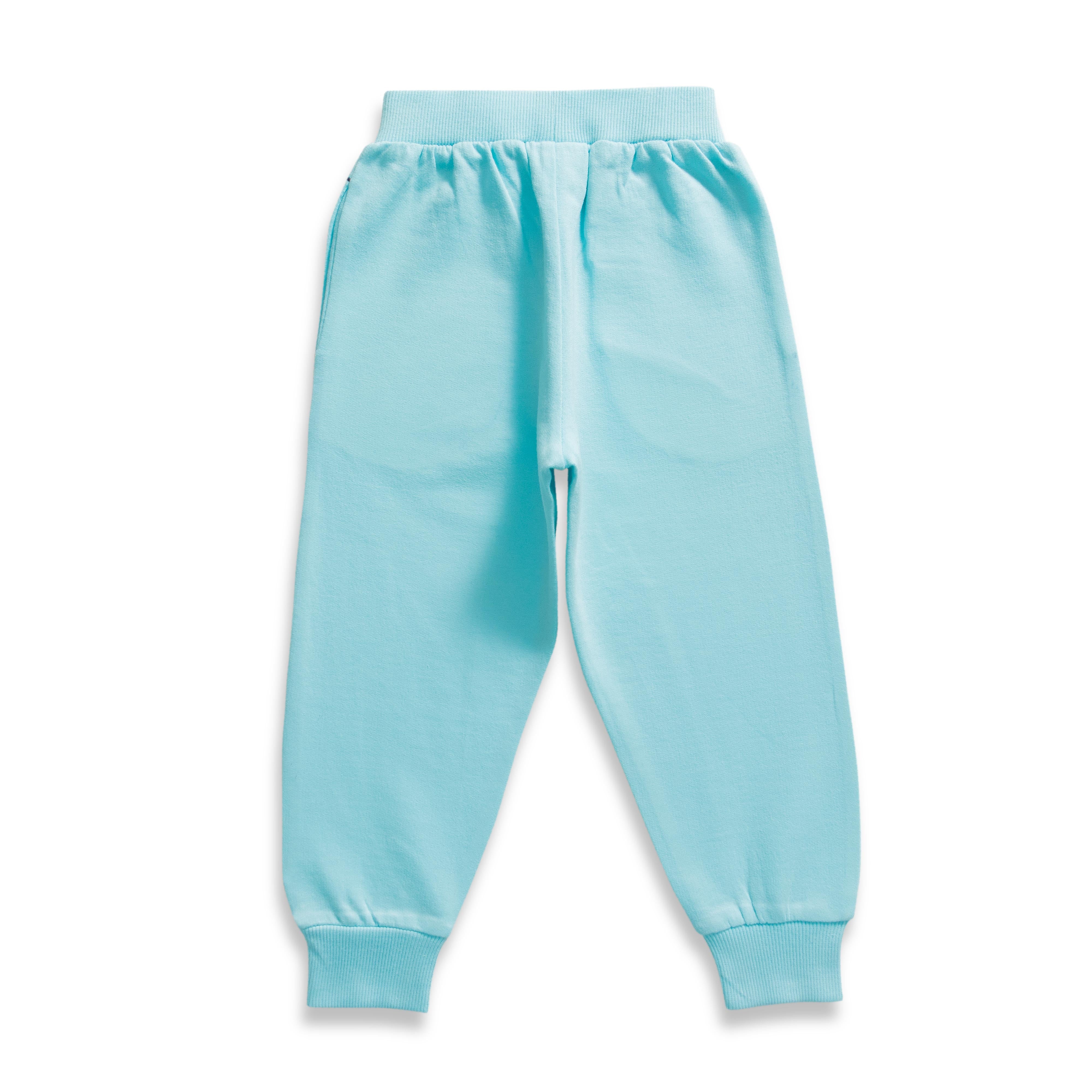 Baby Boys' Aqua Blue Joggers – Soft Cotton Sweatpants with Drawstring