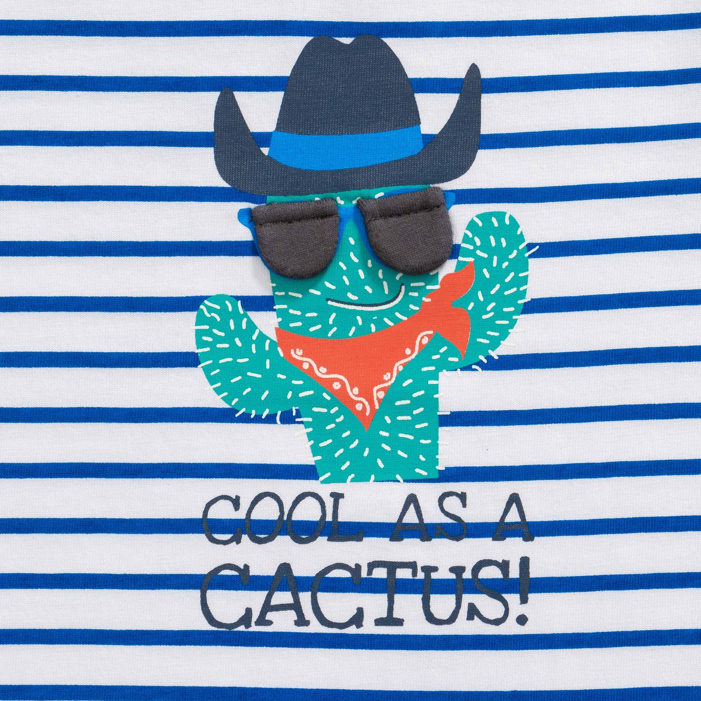 "Baby Boys' Striped T-Shirt – 'Cool as a Cactus' Cowboy Cactus Graphic Tee Blue"