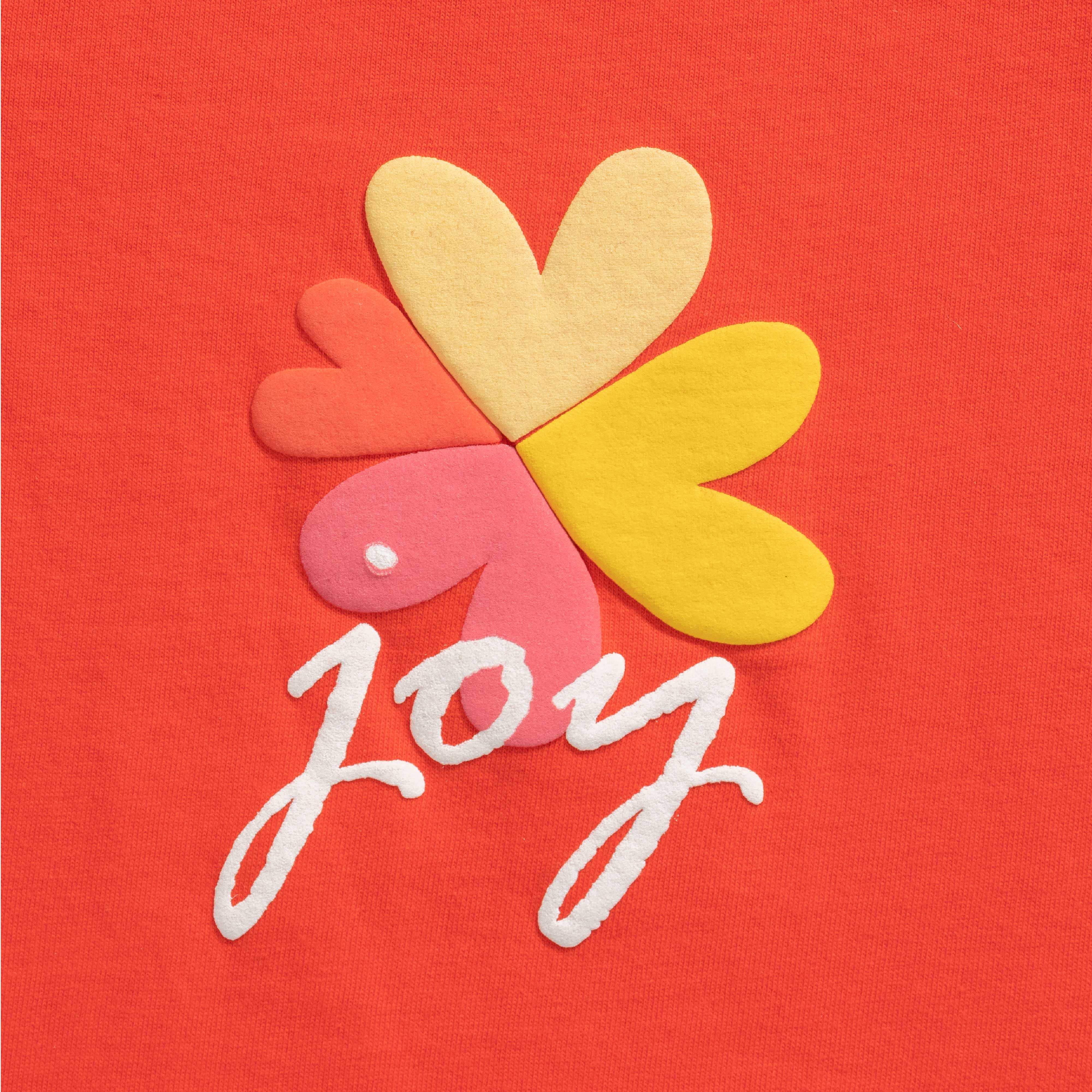 Baby Girls' Red "Joy" Puff Sleeve T-Shirt & Black Jogger Pants Set – Stylish Casual Outfit
