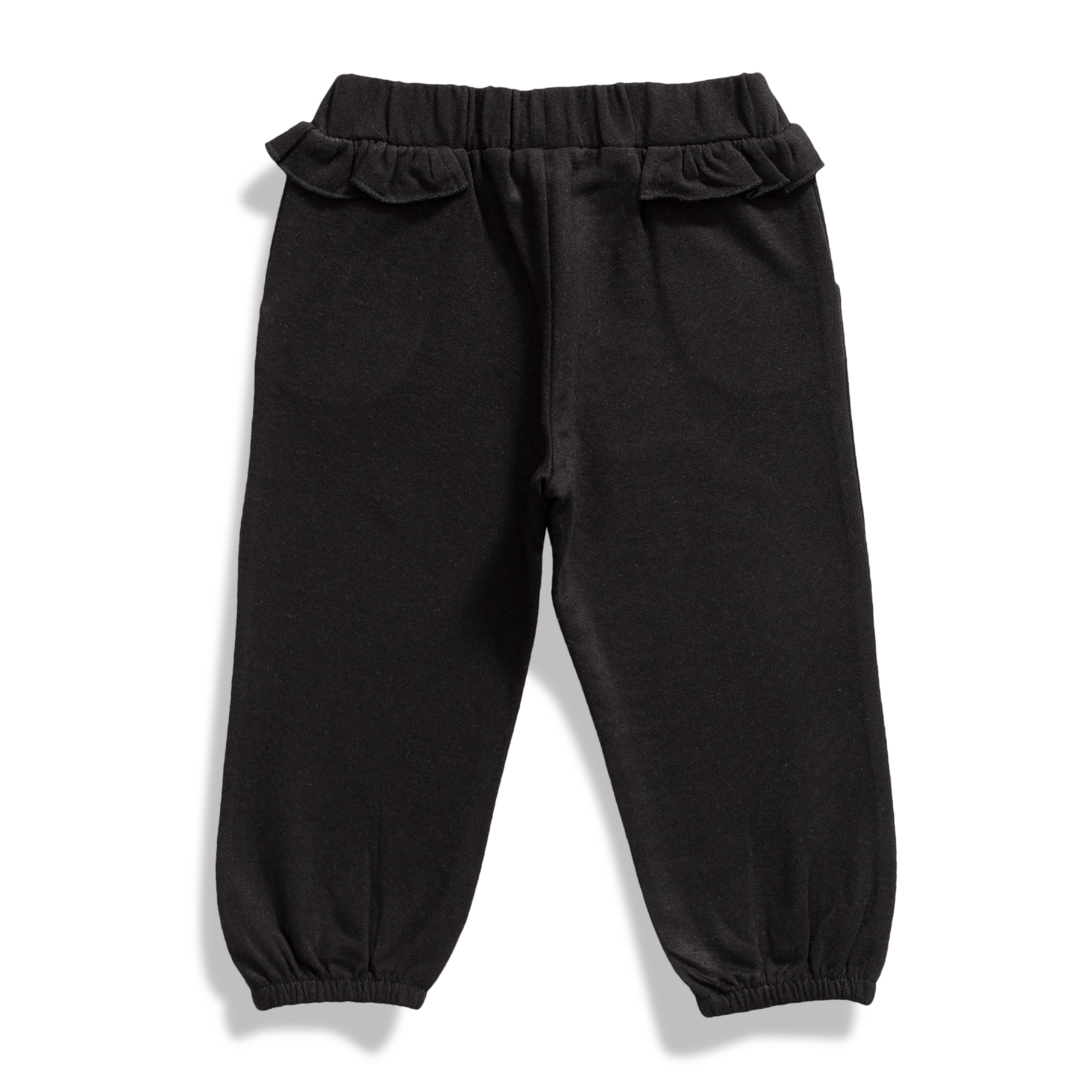 Baby Girls' Red "Joy" Puff Sleeve T-Shirt & Black Jogger Pants Set – Stylish Casual Outfit