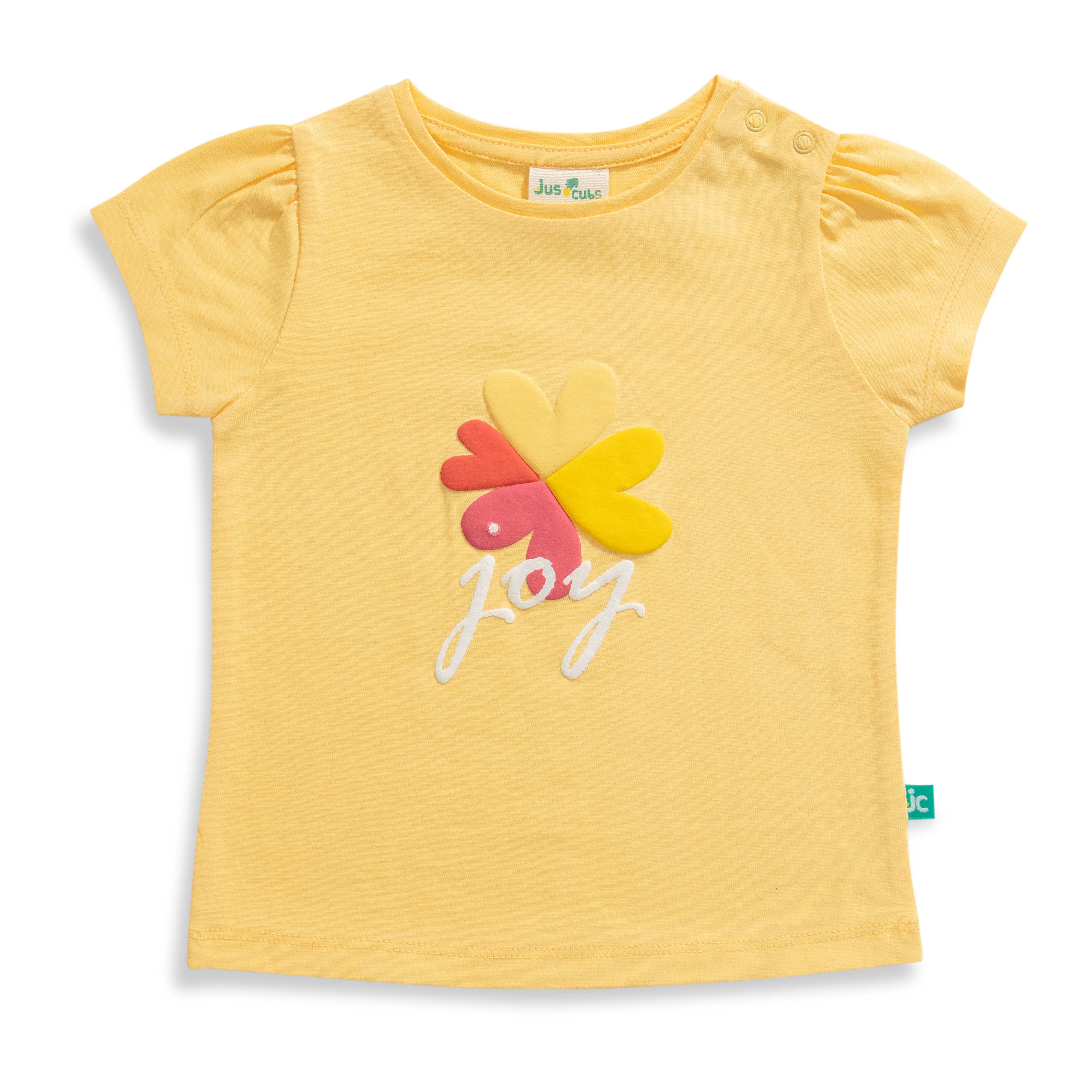 Baby Girls' Yellow "Joy" T-Shirt & Lavender Bow Detail Jogger Set – 2-Piece Outfit