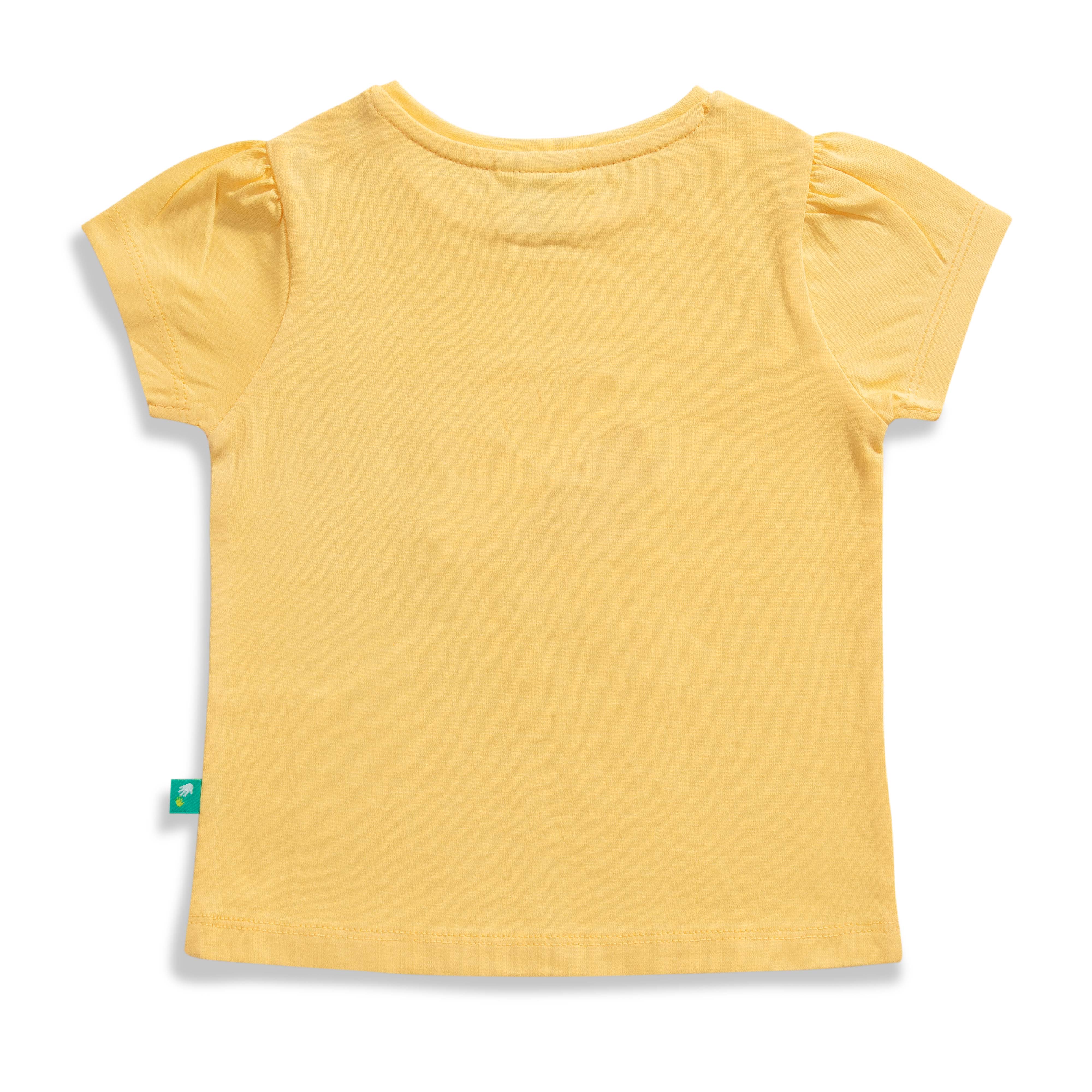 Baby Girls' Yellow "Joy" T-Shirt & Lavender Bow Detail Jogger Set – 2-Piece Outfit