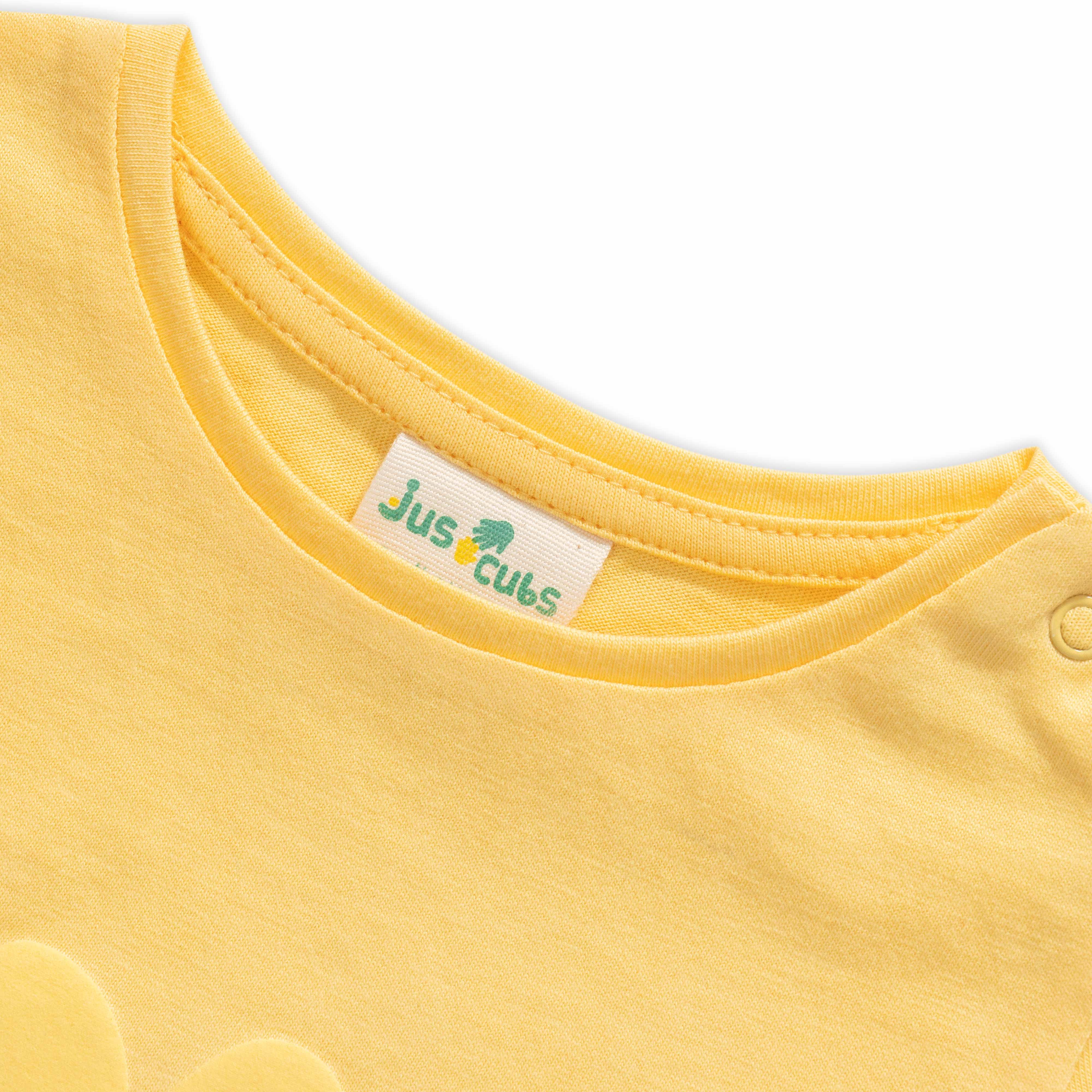 Baby Girls' Yellow "Joy" T-Shirt & Lavender Bow Detail Jogger Set – 2-Piece Outfit