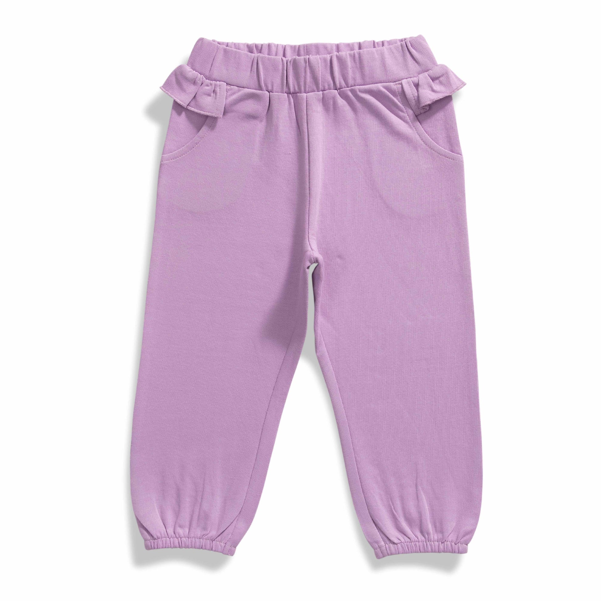 Baby Girls' Yellow "Joy" T-Shirt & Lavender Bow Detail Jogger Set – 2-Piece Outfit