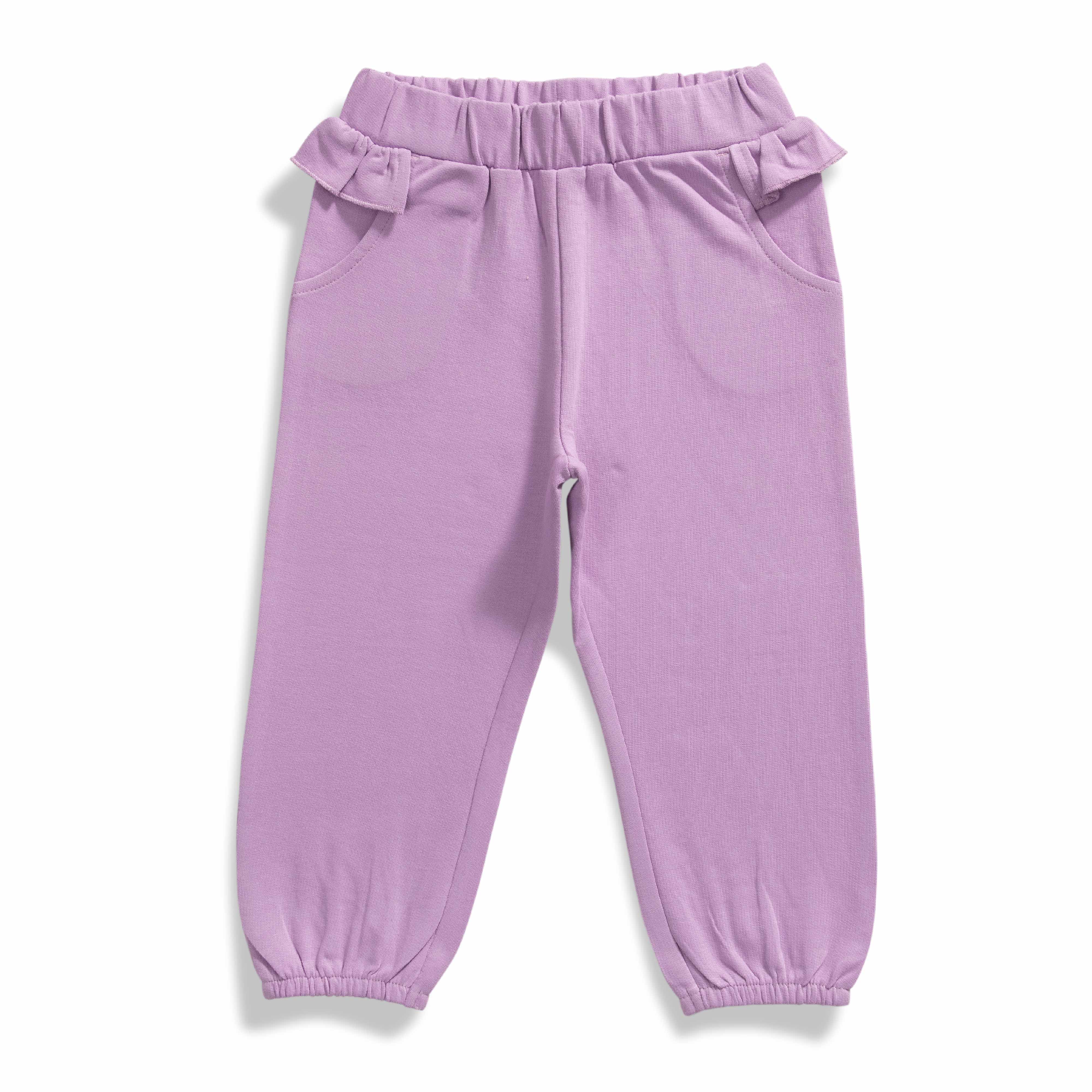 Baby Girls' Yellow "Joy" T-Shirt & Lavender Bow Detail Jogger Set – 2-Piece Outfit