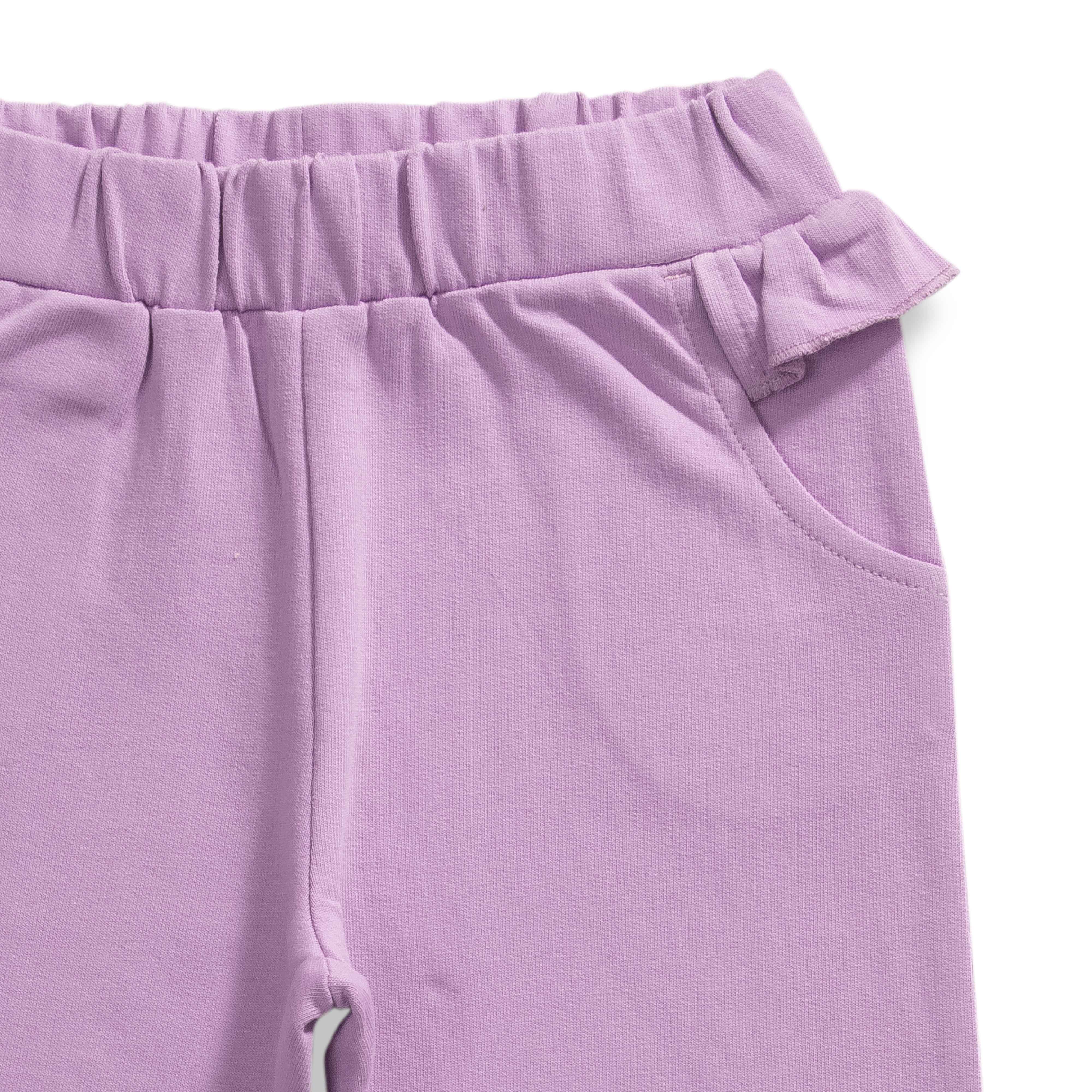Baby Girls' Yellow "Joy" T-Shirt & Lavender Bow Detail Jogger Set – 2-Piece Outfit