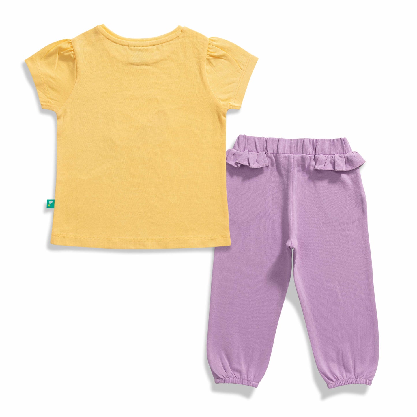 Baby Girls' Yellow "Joy" T-Shirt & Lavender Bow Detail Jogger Set – 2-Piece Outfit
