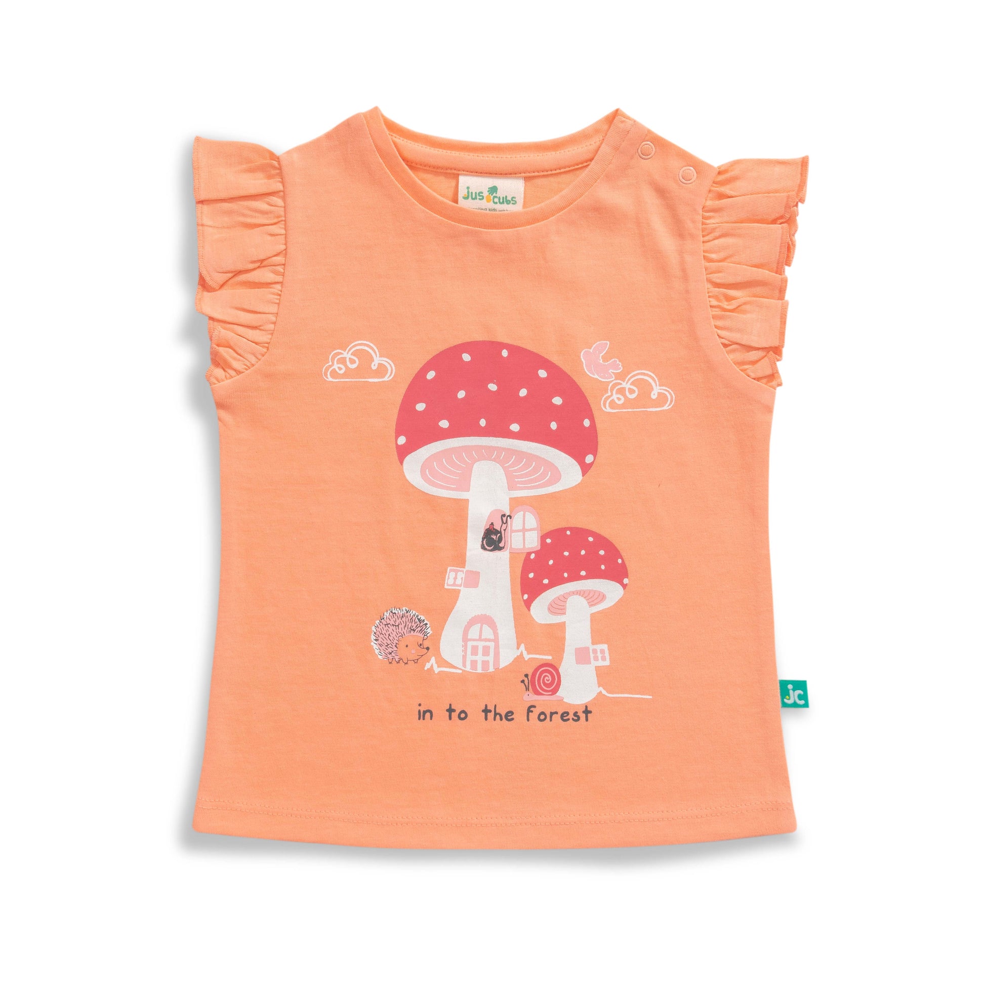 Baby Girls' Orange "In the Forest" Ruffle Sleeve T-Shirt & Shorts Set – Adorable Summer Outfit