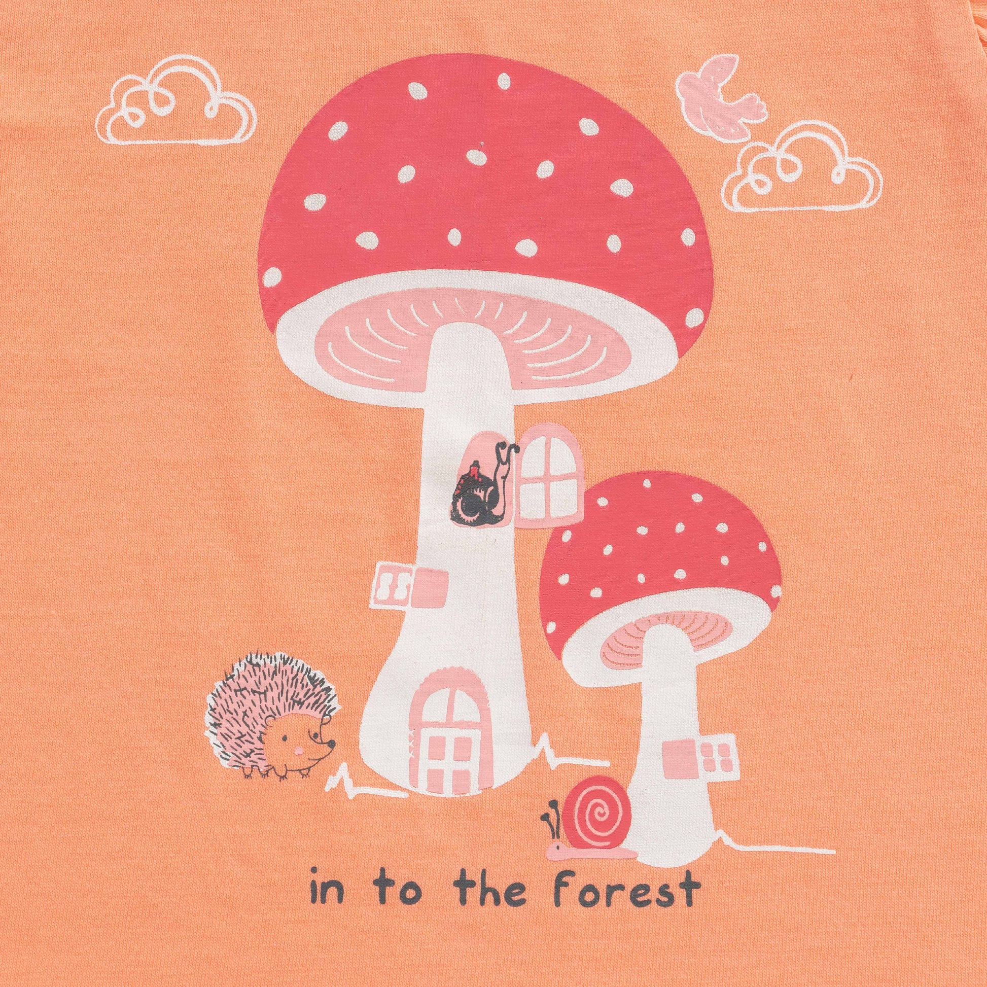 Baby Girls' Orange "In the Forest" Ruffle Sleeve T-Shirt & Shorts Set – Adorable Summer Outfit