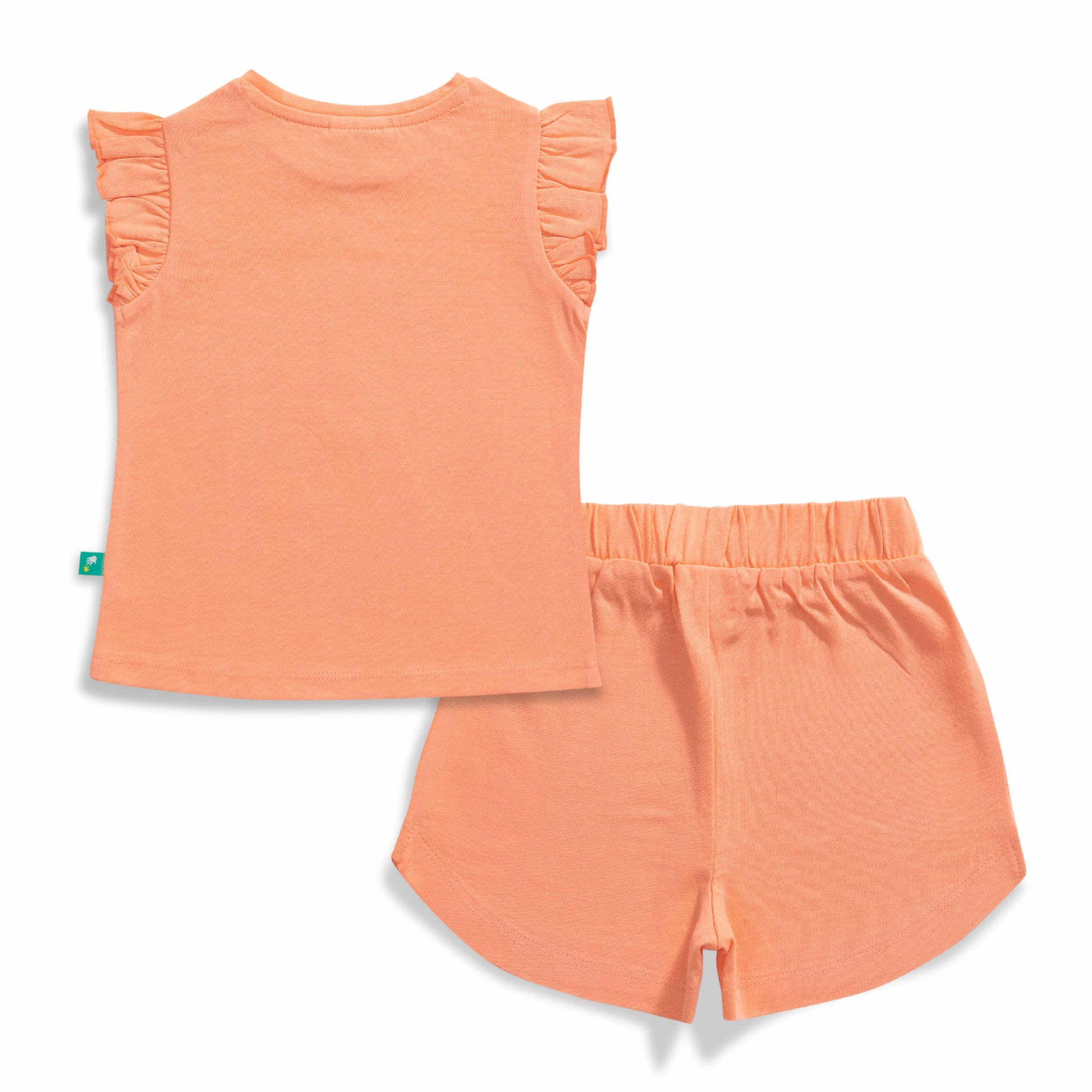 Baby Girls' Orange "In the Forest" Ruffle Sleeve T-Shirt & Shorts Set – Adorable Summer Outfit