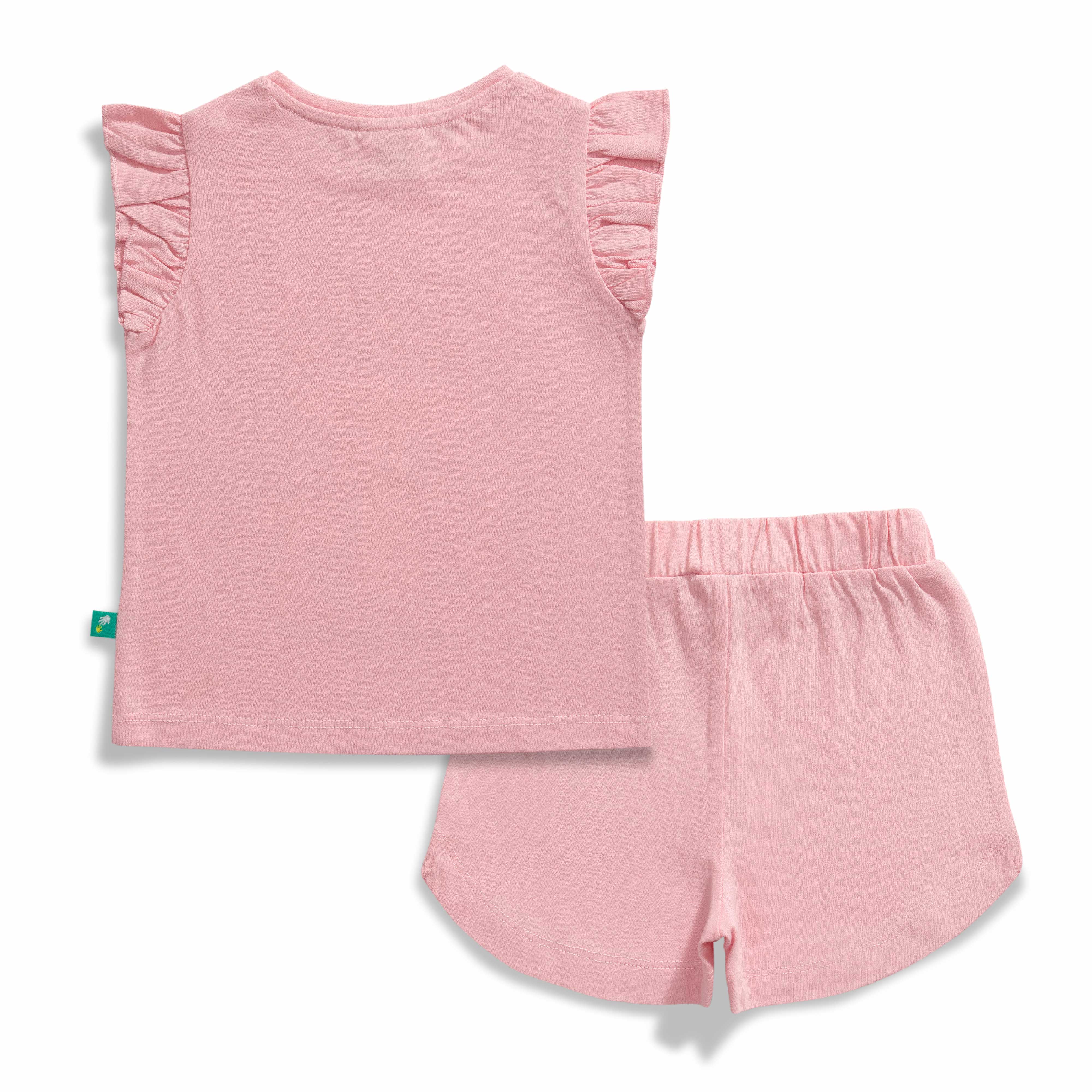 Baby Girls' Pink "In the Forest" Ruffle Sleeve T-Shirt & Shorts Set – Adorable Summer Outfit