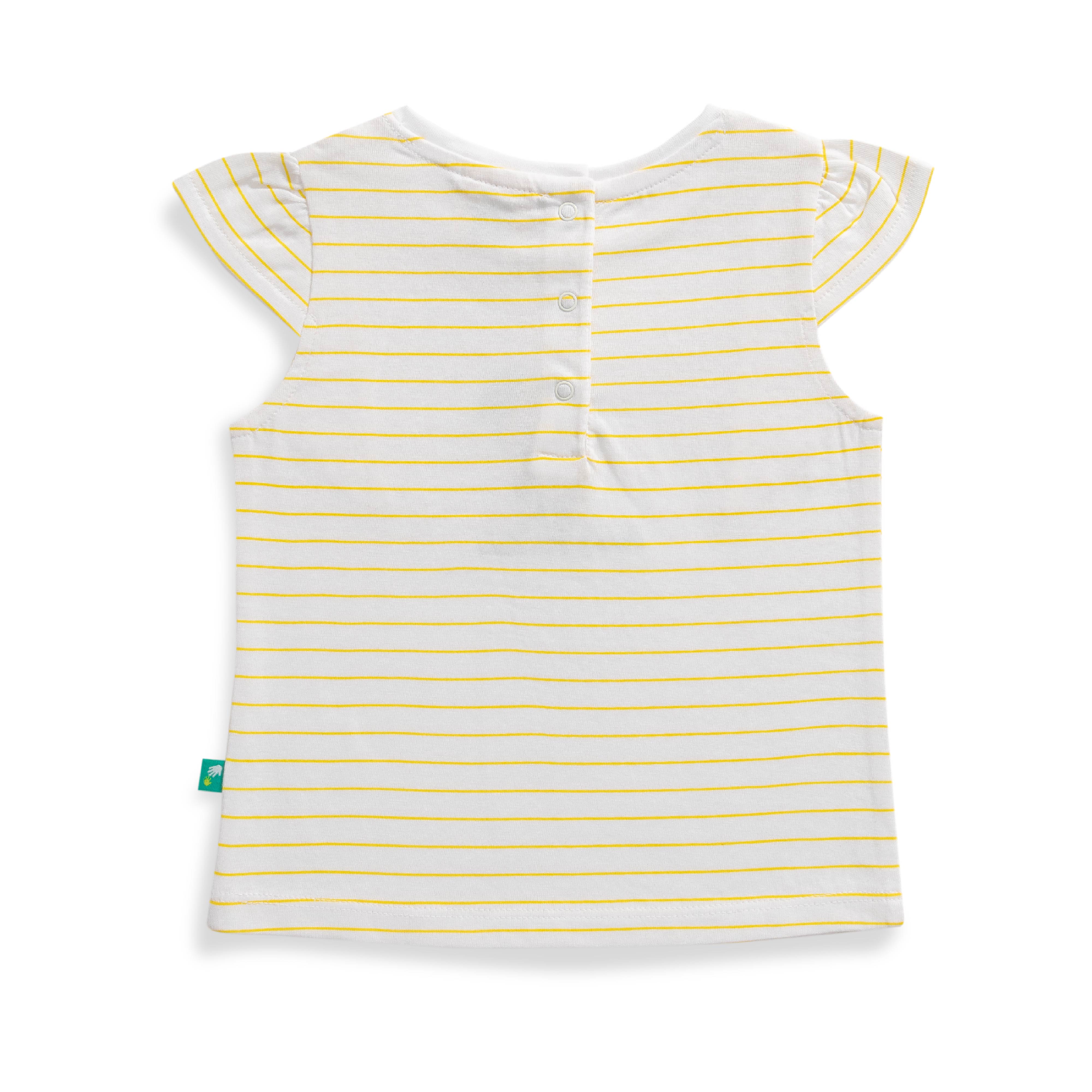 Baby Girls' Striped "Oh My Cute Lemon" Ruffle Sleeve T-Shirt & Yellow Shorts Set – Adorable Summer Outfit