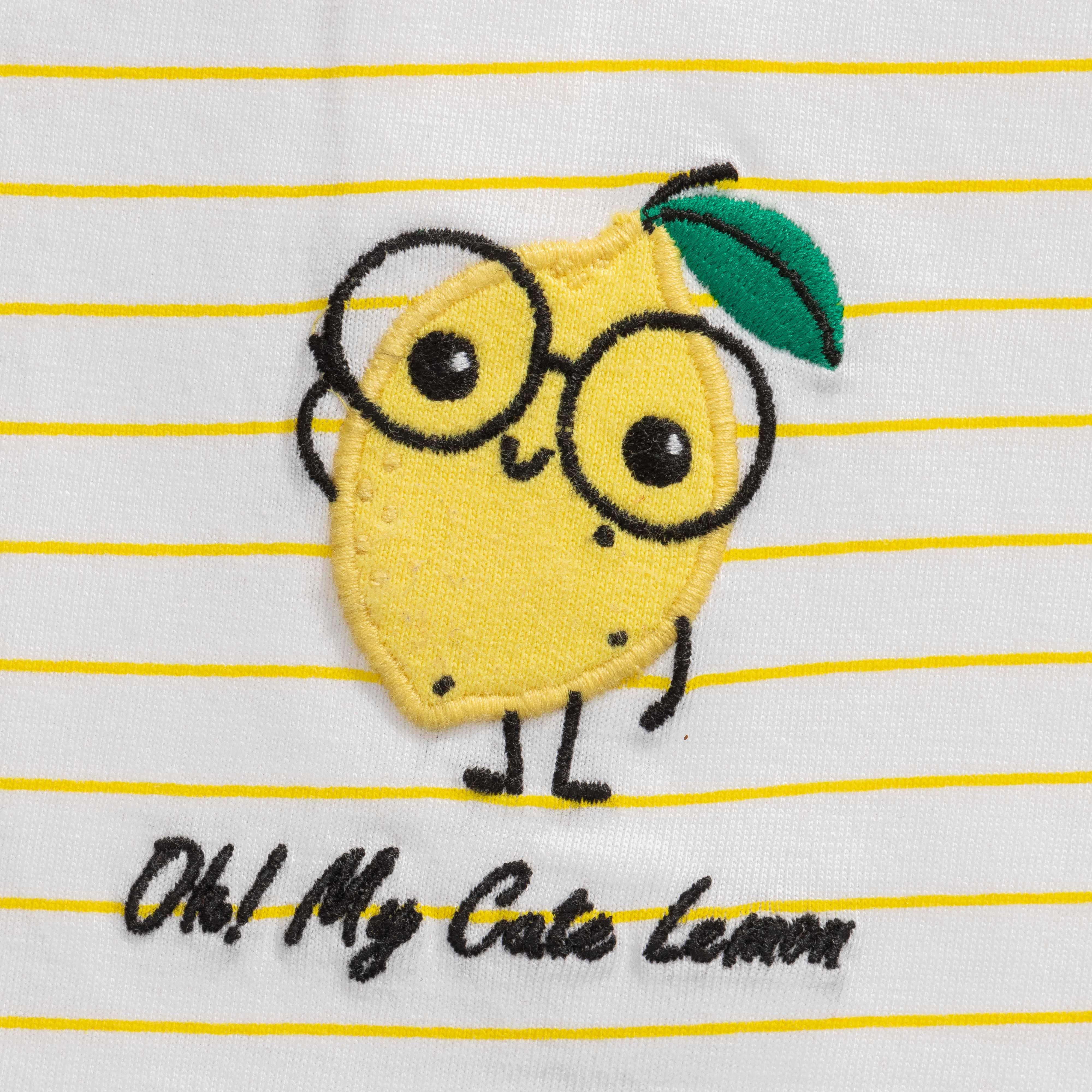 Baby Girls' Striped "Oh My Cute Lemon" Ruffle Sleeve T-Shirt & Yellow Shorts Set – Adorable Summer Outfit