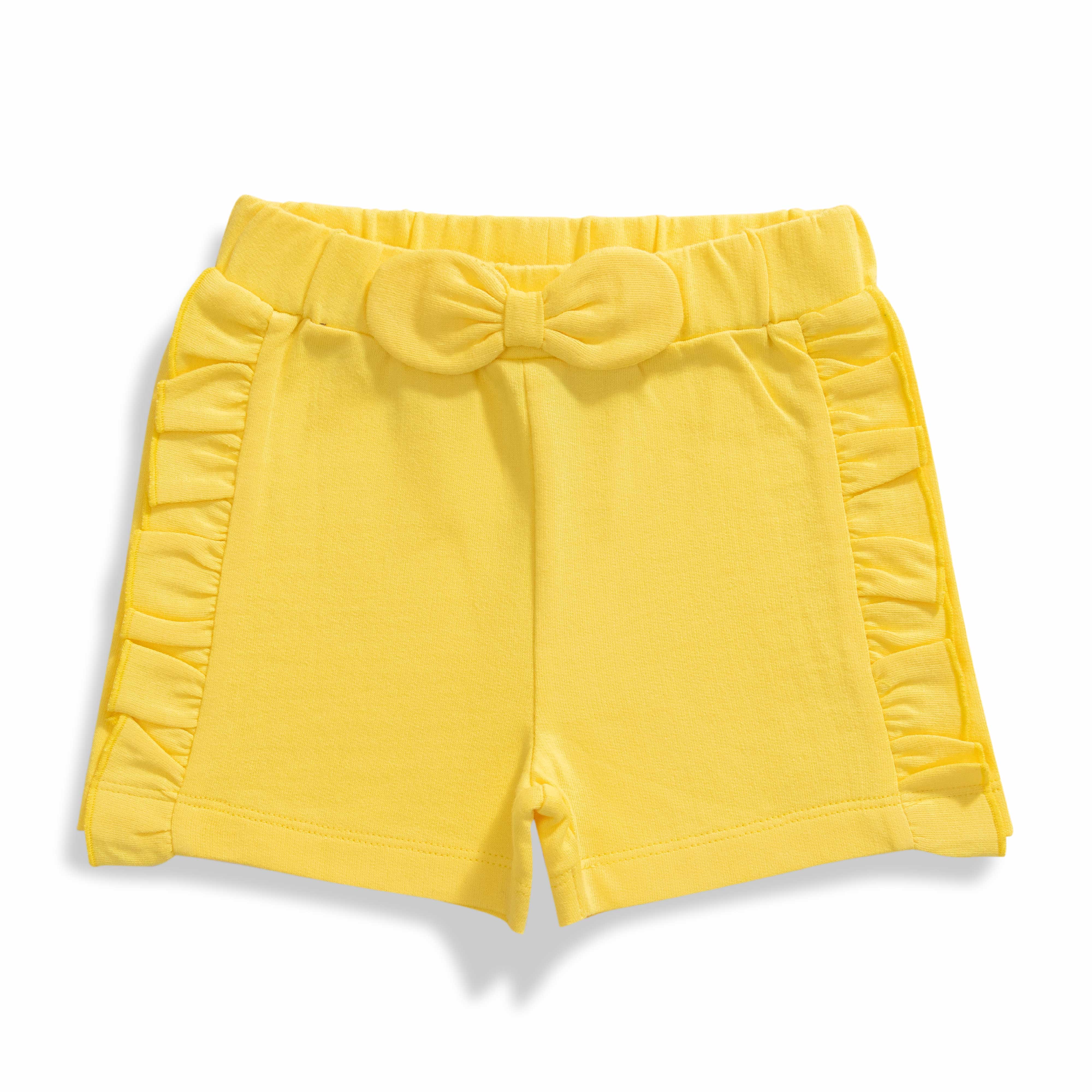 Baby Girls' Striped "Oh My Cute Lemon" Ruffle Sleeve T-Shirt & Yellow Shorts Set – Adorable Summer Outfit