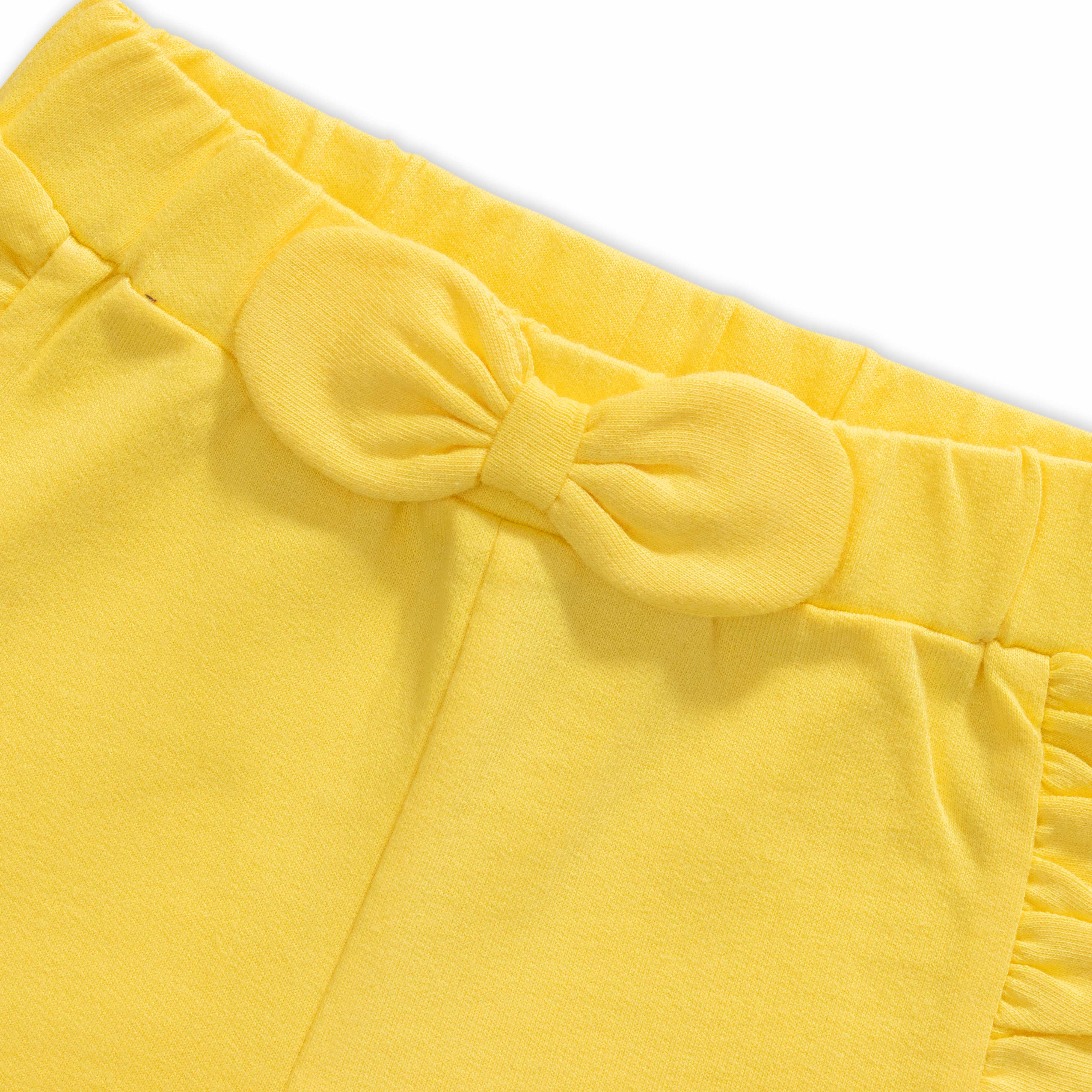 Baby Girls' Striped "Oh My Cute Lemon" Ruffle Sleeve T-Shirt & Yellow Shorts Set – Adorable Summer Outfit